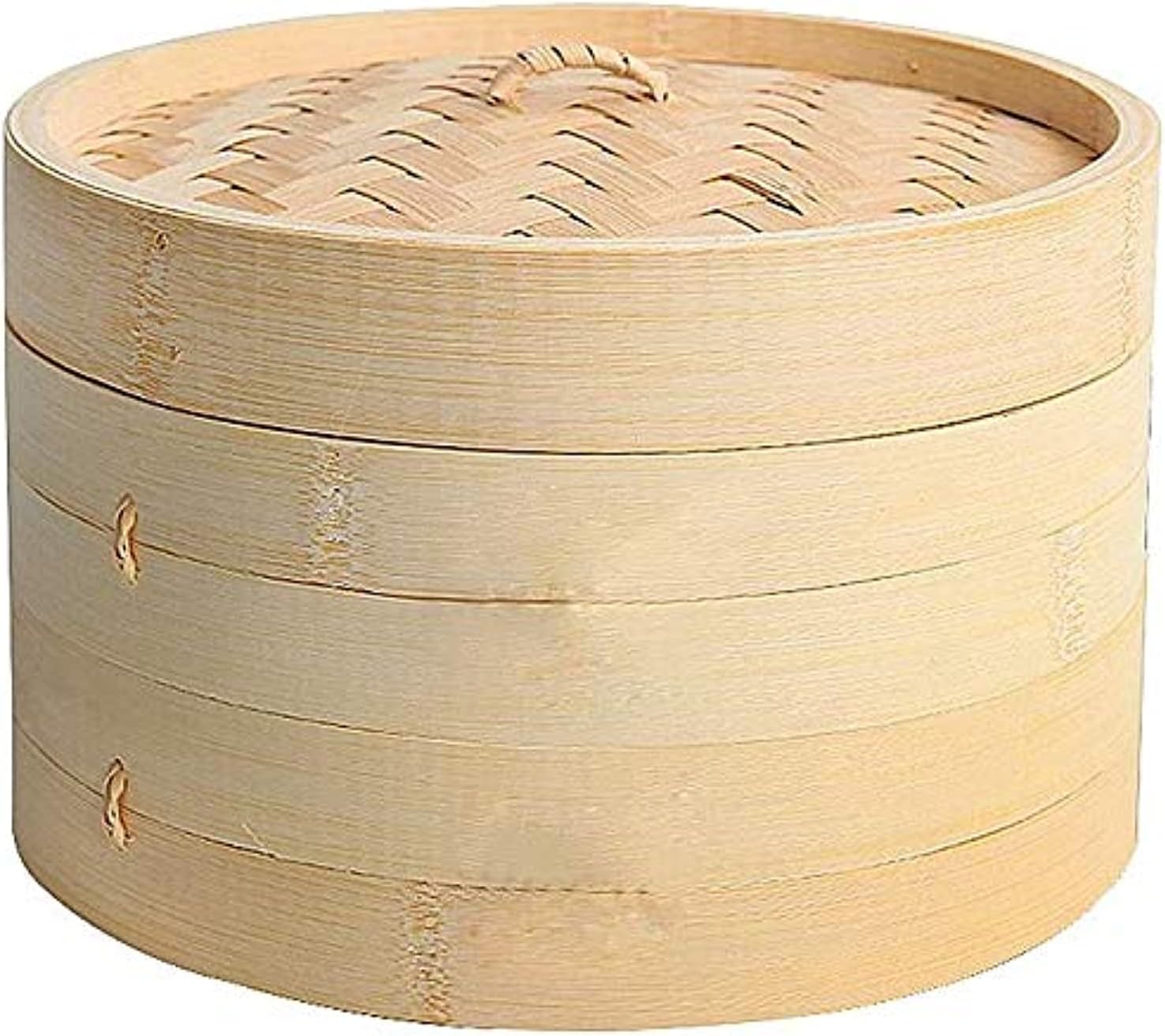 Handmade Bamboo 2 Tier Steamer with Lid - 8in