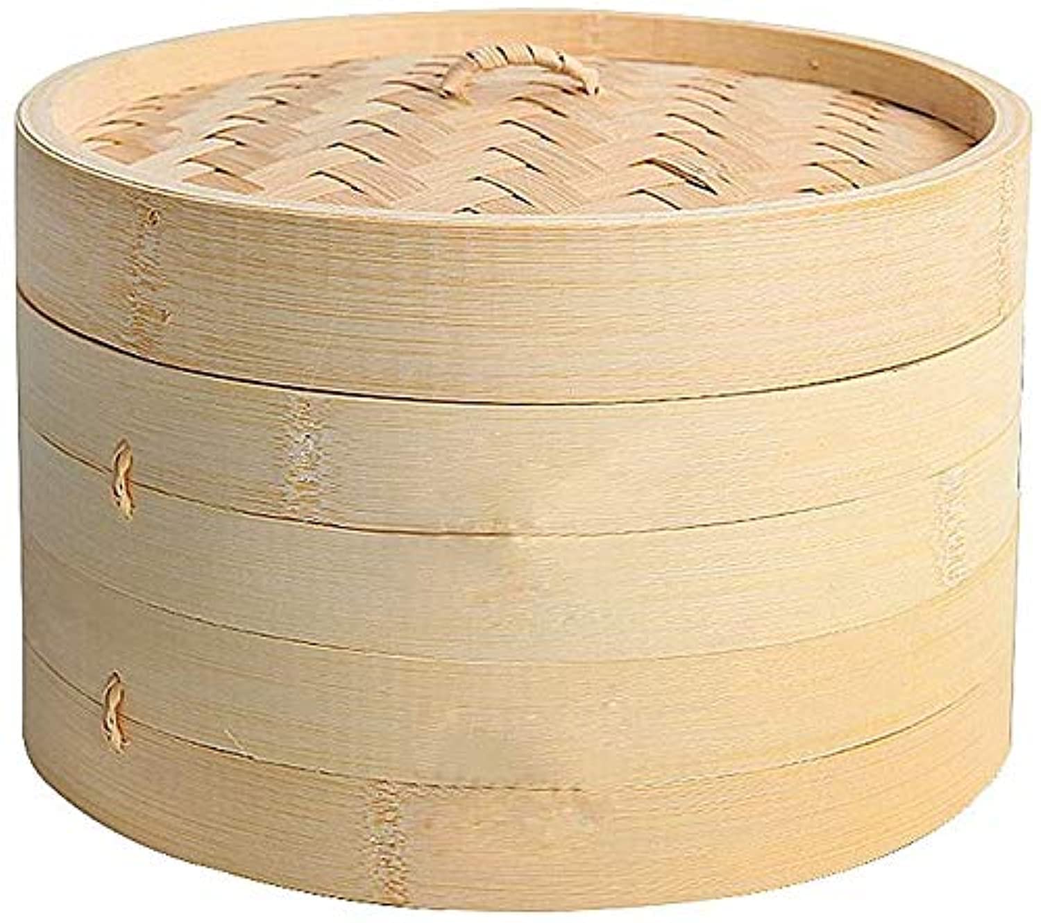Handmade Bamboo 2 Tier Steamer with Lid - 8in