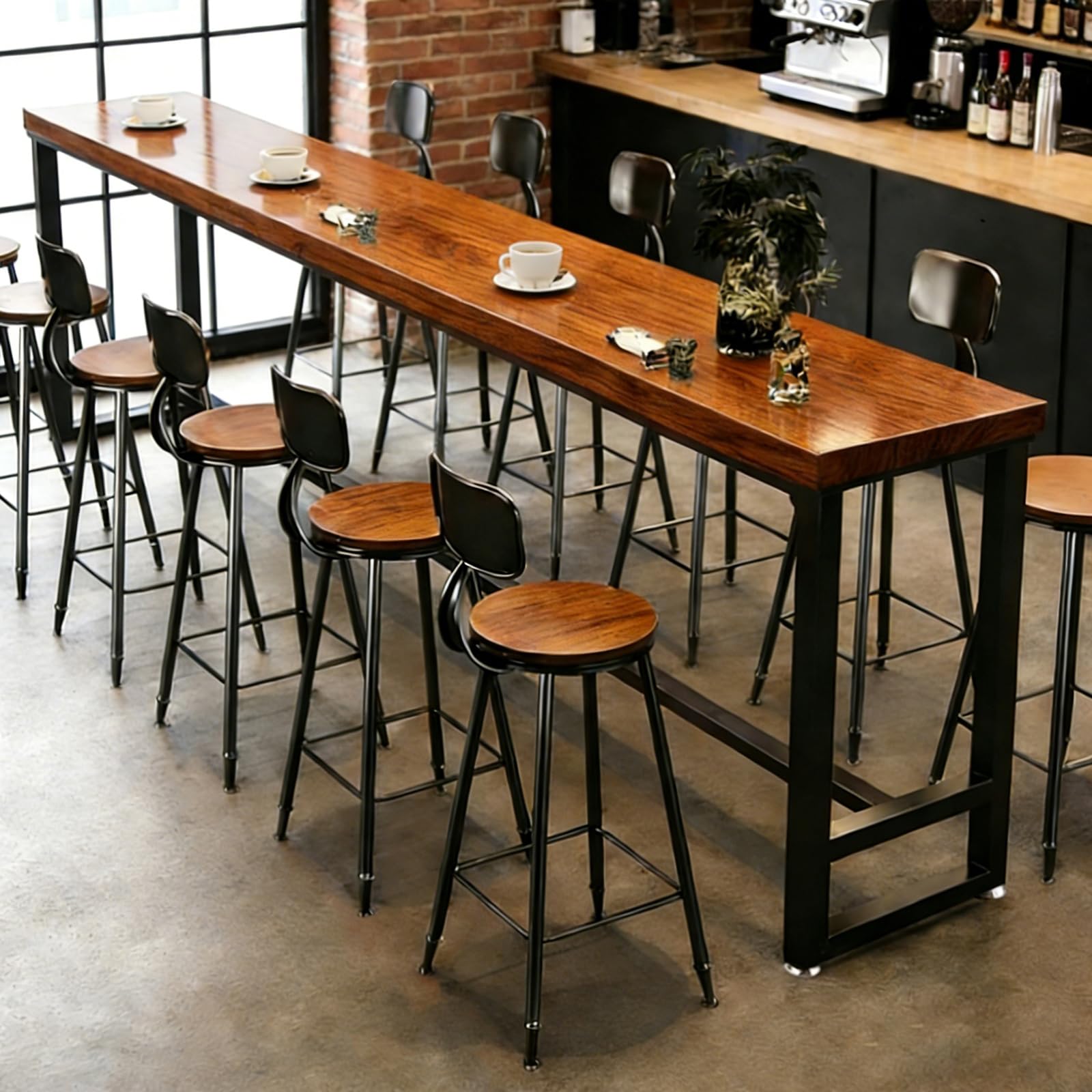 Caotpe Bar Height Table Long Bar Table Solid Wood Farmhouse Bar Table Industrial Long Bar Height Table for Kitchen Coffee Shop, No Stool(55" L x 15.7"
