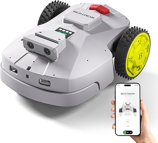 Robot Lawn Mower — Ultra Quiet Self Charging Robot Mower, Robotic Lawn Mowers with GPS Mapping and Anti Theft tech, Remote Control Automatic Mowing