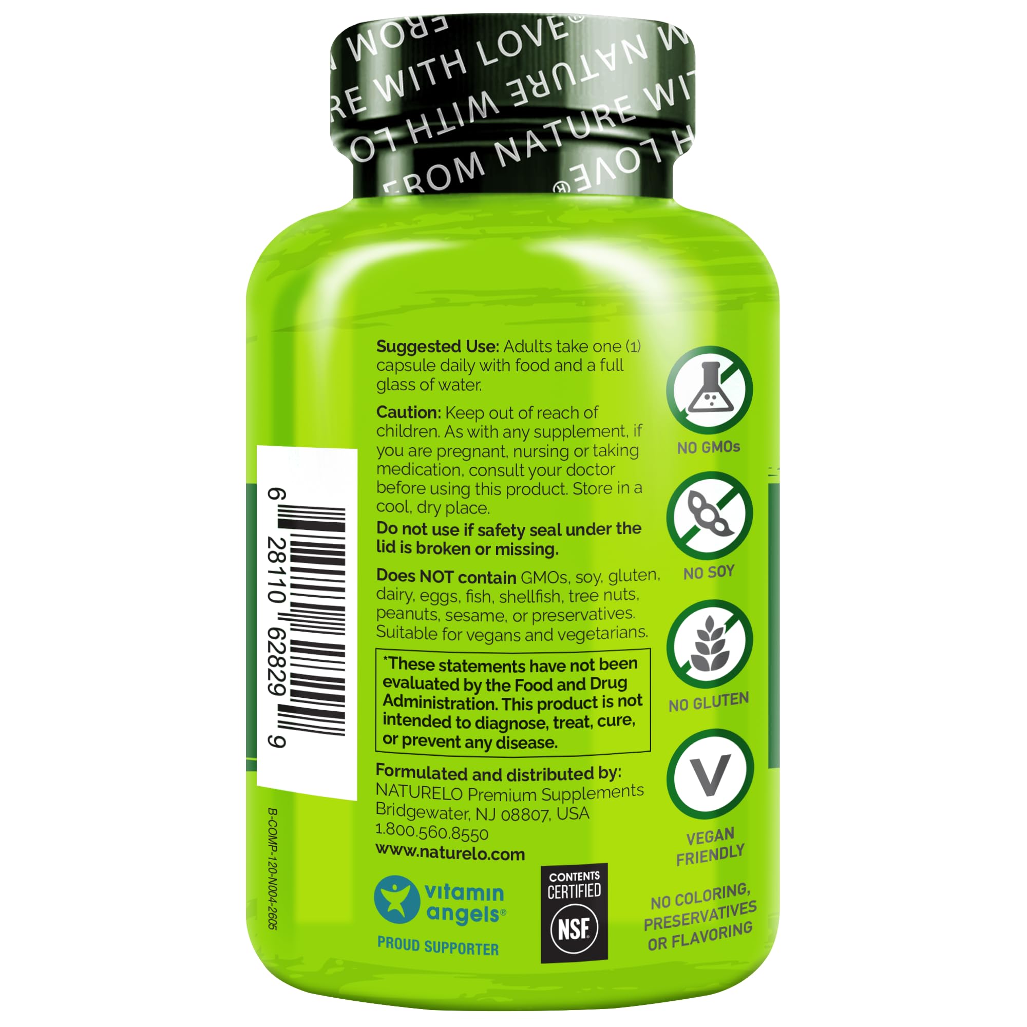 NATURELO Vitamin B Complex, 120 Capsules, Vegan, CoQ10, Methyl Folate — Amazon image 7