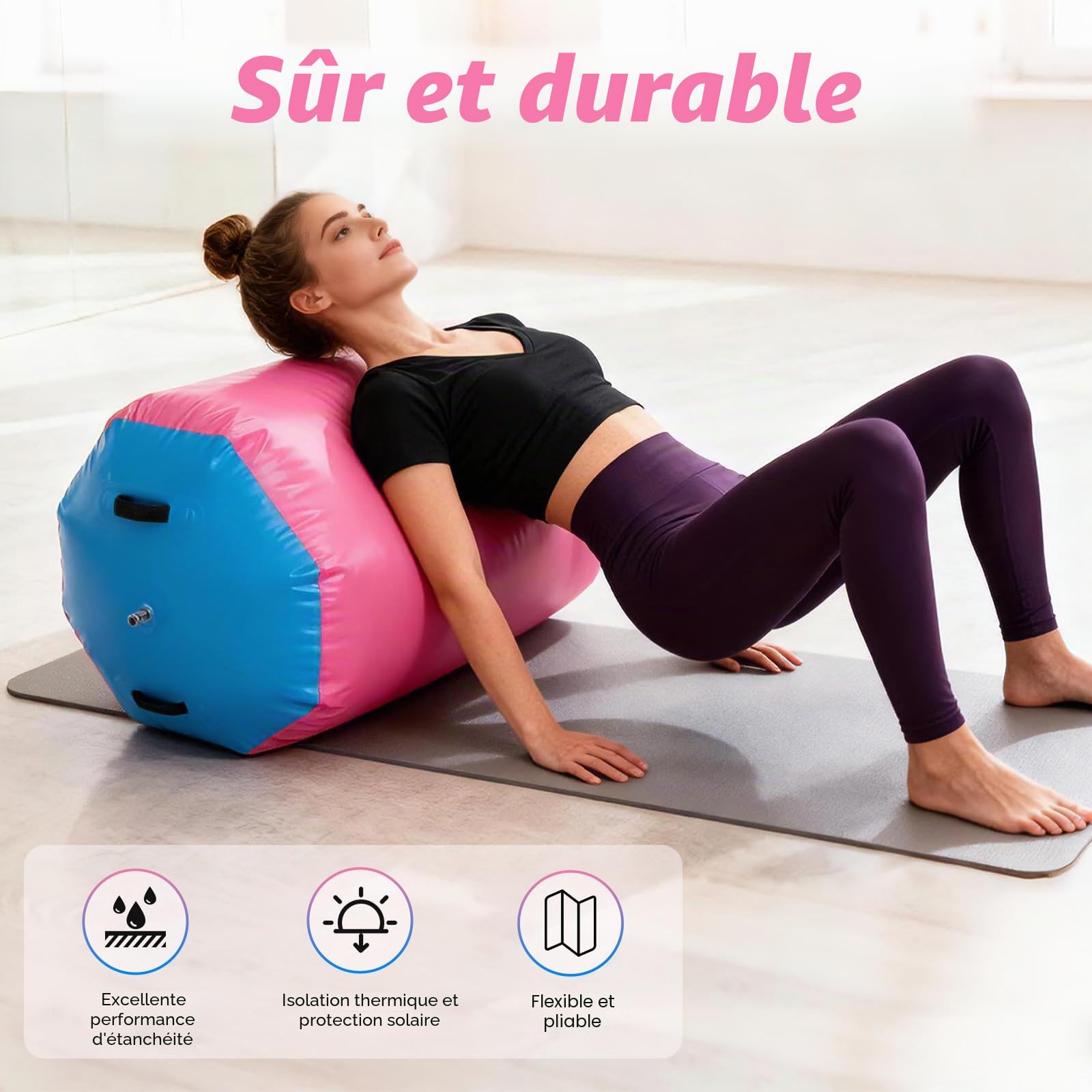 Rouleau Gonflable Air Roll, 90 * 70 cm Air Track Gymnastique, Tapis de Gymnastique avec Pompe Électrique pour la Maison, l'extérieur, le Fitness, l'entraînement, le Yoga, le Backflip