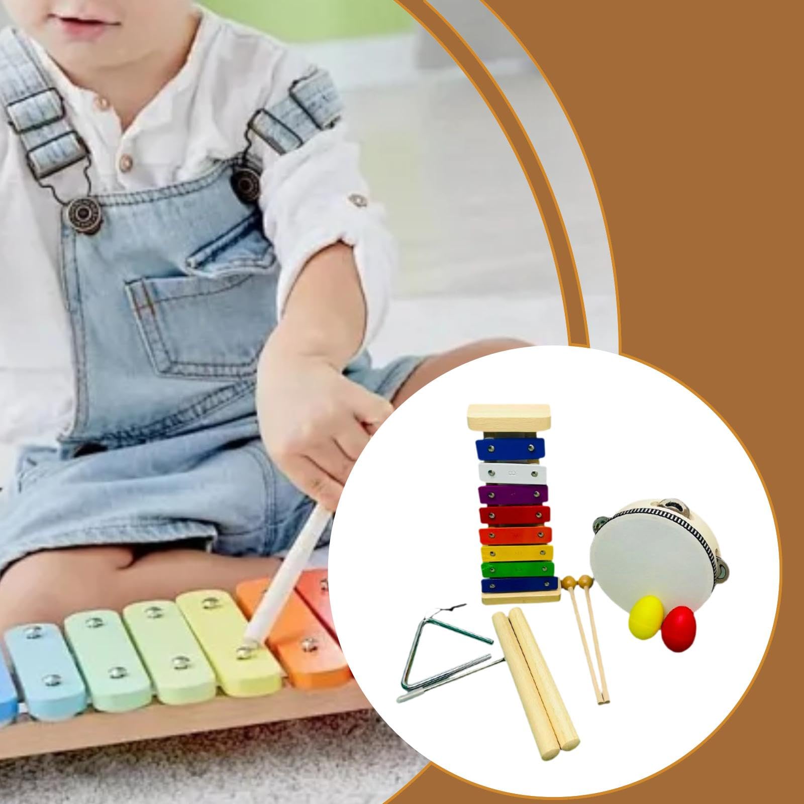 5 Piezas de Instrumentos Musicales Infantiles: Xilófono, Cumpleaños para Niños Y Niñas de 1 a 3 años.