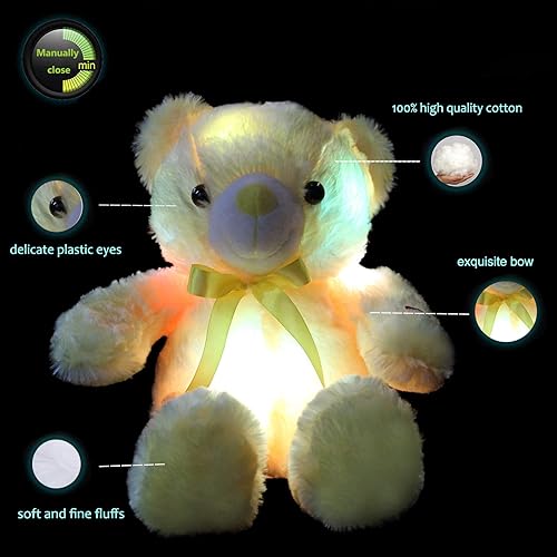 Miniatura 2 de sofipal Ositos de peluche LED, lindos juguetes de peluche de oso amarillo brillante, creativos, coloridos y luminosos, regalos para dormitorio,