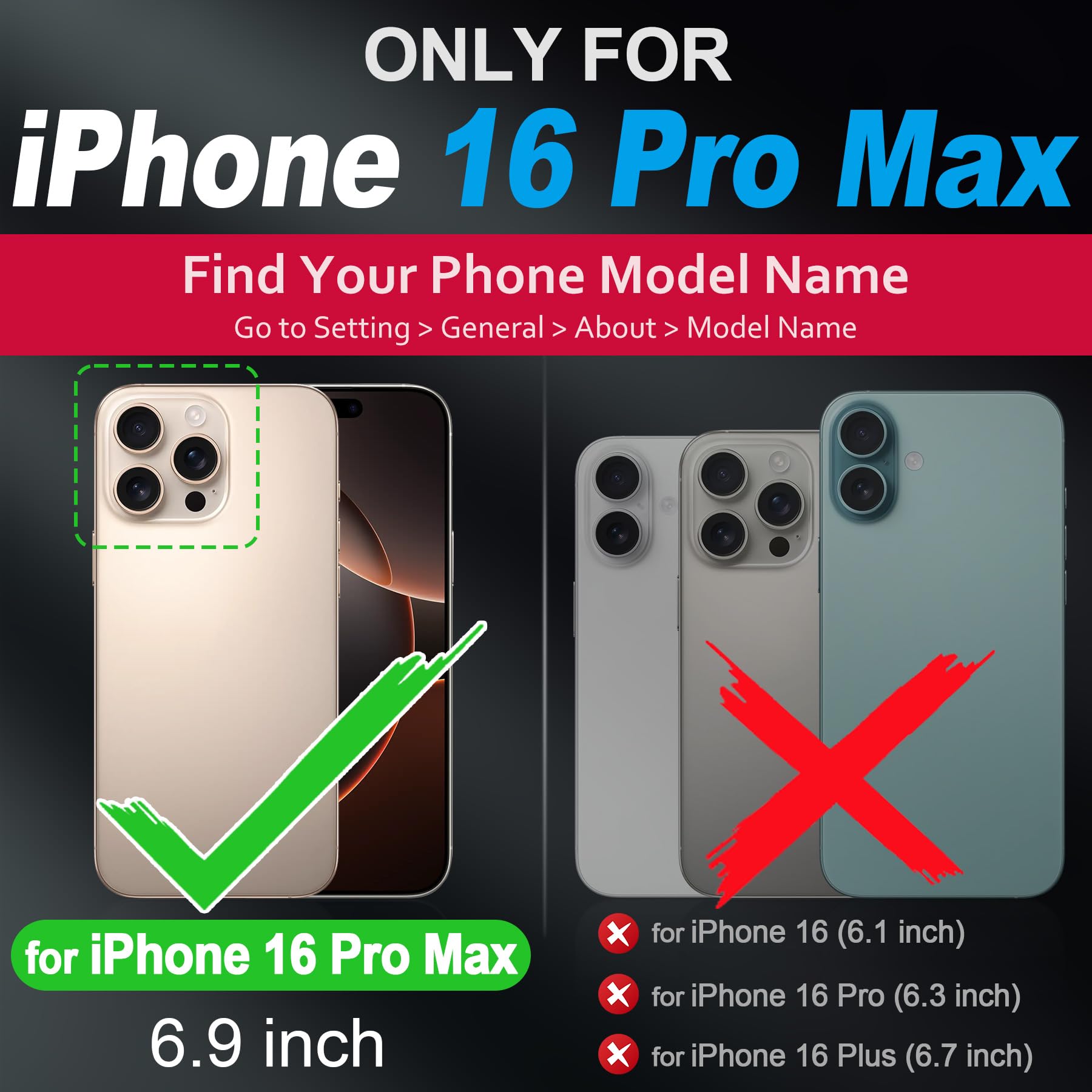 SHIELDON Etui do iPhone 16 Pro Max, Skórzane etui 2 w 1 z odpinanym portfelem i uchwytem na kartę Magnetyczne etui z klapką do ładowania bezprzewodowego kompatybilne z iPhone 16 Pro Max - granatowy