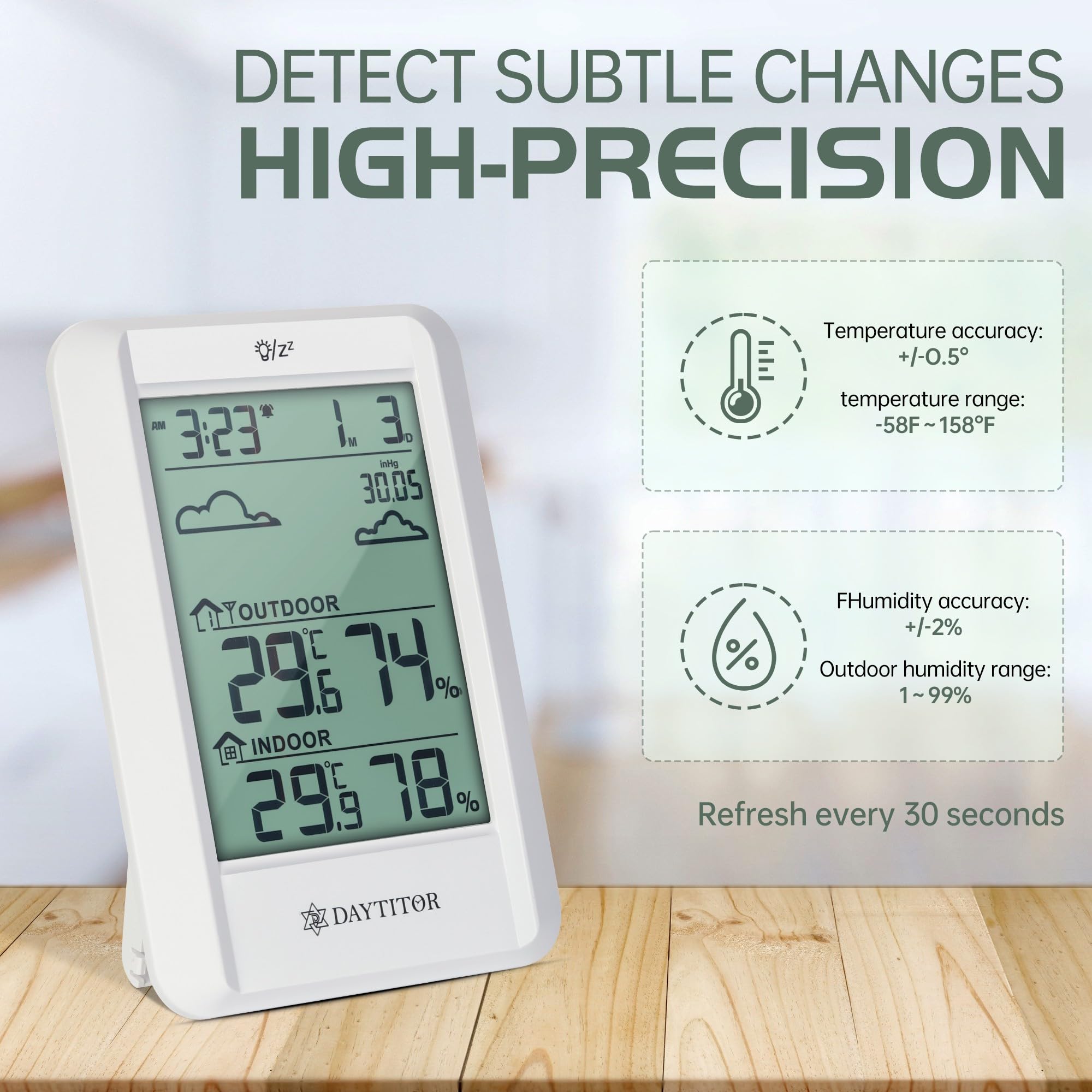 Thermometer für Innen- und Außenbereich, kabellos, digitales Hygrometer, hochpräziser Temperatur- und Feuchtigkeitsmesser, Monitor mit 100 m Reichweite, Fernbedienungssensor, Hygrometer