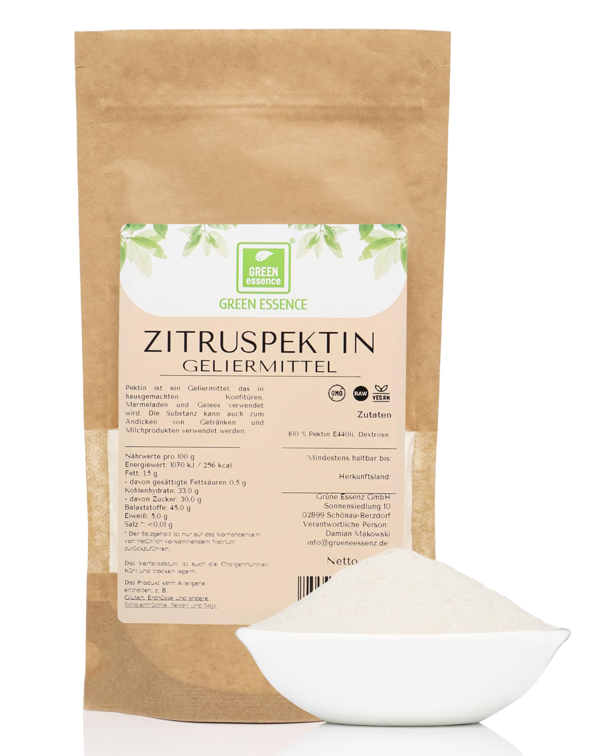 Zitruspektin 500gr von Green Essence - Geliermittel - Citruspektin - fest gelierend - veganes Verdickungsmittel E440 - ideal zur Konfitüren und Marmeladenherstellung (500 GRAMM)