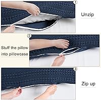 Vista 436 de PHF Fundas de almohada 100% algodón con tejido de gofre de 24 x 24 pulgadas, paquete de 2 fundas cuadradas para decoración elegante del hogar, sin