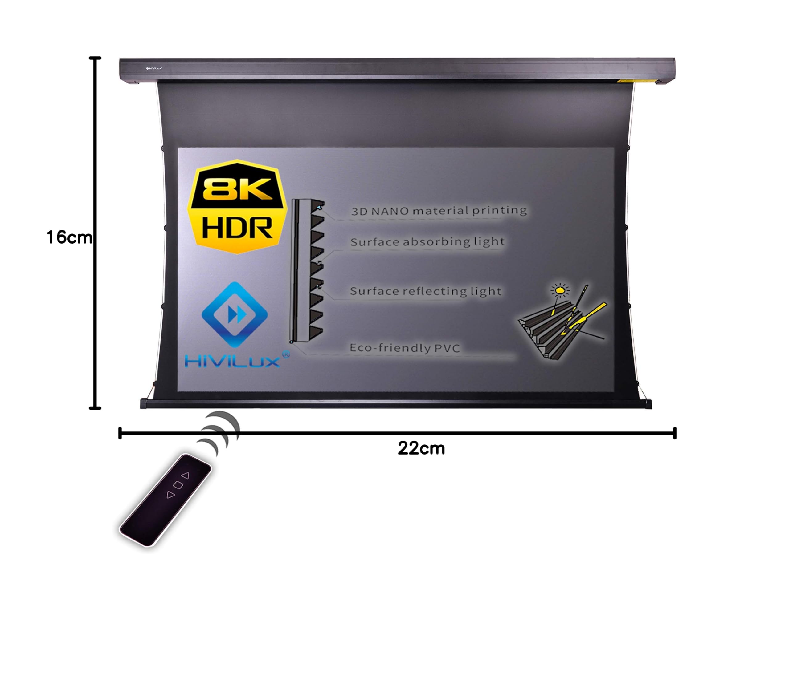 Tension CLR/ALR Motor Canvas Dual Spann System do projektora UST / Laser TV: HiViPrism Cinema HDR wysoki kontrast / 8K/4K/3D (135 cali 16:9 obraz: 300 x 168 cm, czarne)
