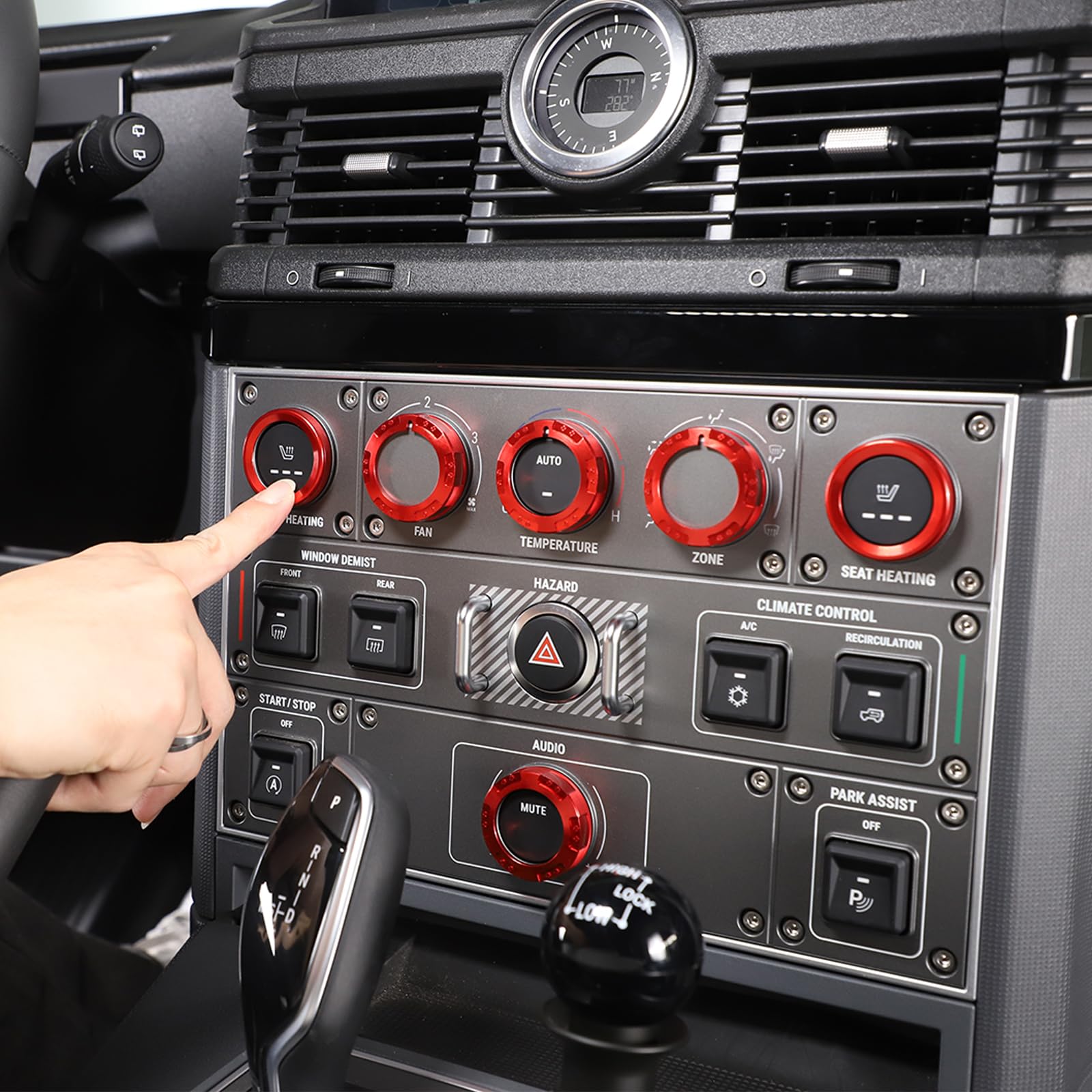 PIUGILH Klimaanlage Lautstärkeregler Ring Knopf Abdeckung Geeignet für INEOS Grenadier 2020-2024,Klimaanlage Knopfabdeckung,Auto Interieur Innendekoration Zubehör (Rot)
