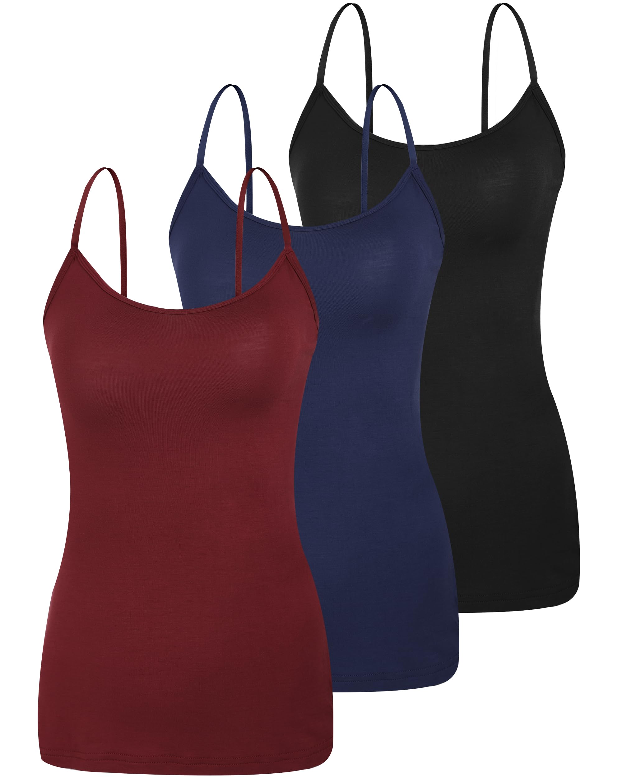 Photo 1 of BAMBOO COOL Womens Camisole Tank Top Adjustable Spaghetti Strap Cami Basic Layering Undershirt 3/4 Pack