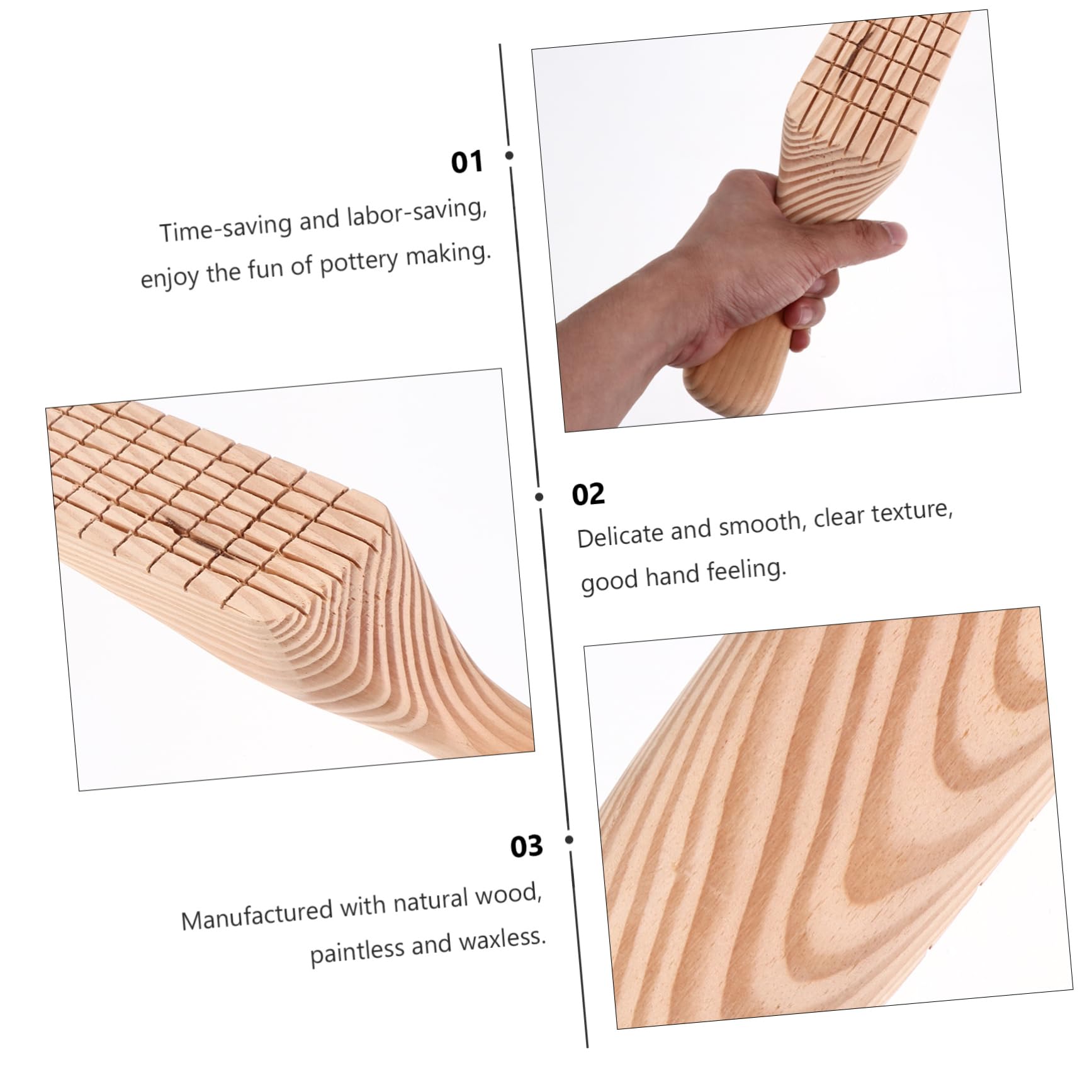 Homoyoyo Paleta de Madera para Esculpir Arcilla Multiusos, Herramienta Delicada y Suave Textura Clara para Modelado y Creación en Cerámica