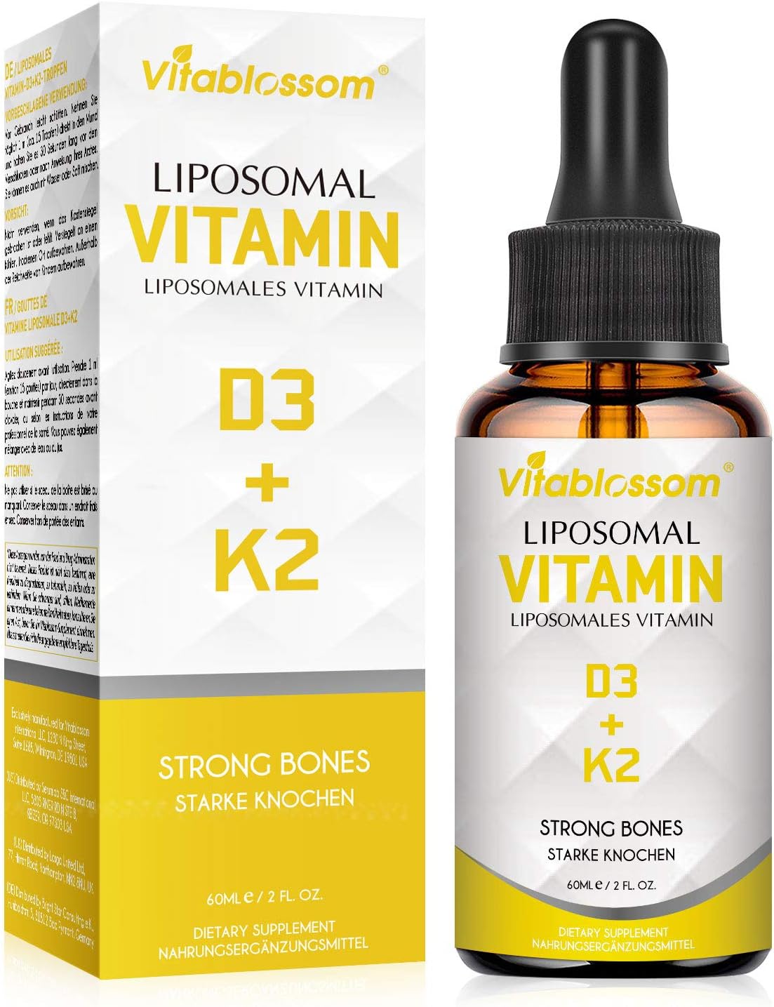 Liposome Vitamin D3+K2 Liquid SupplementD3 1000 IU K2 100ugSublingual
