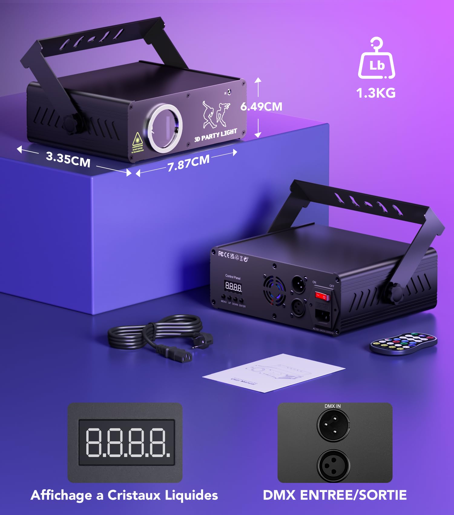 KeoBin Jeux de Lumière DJ, 3D DIY Animations & Texte Personnalisable
