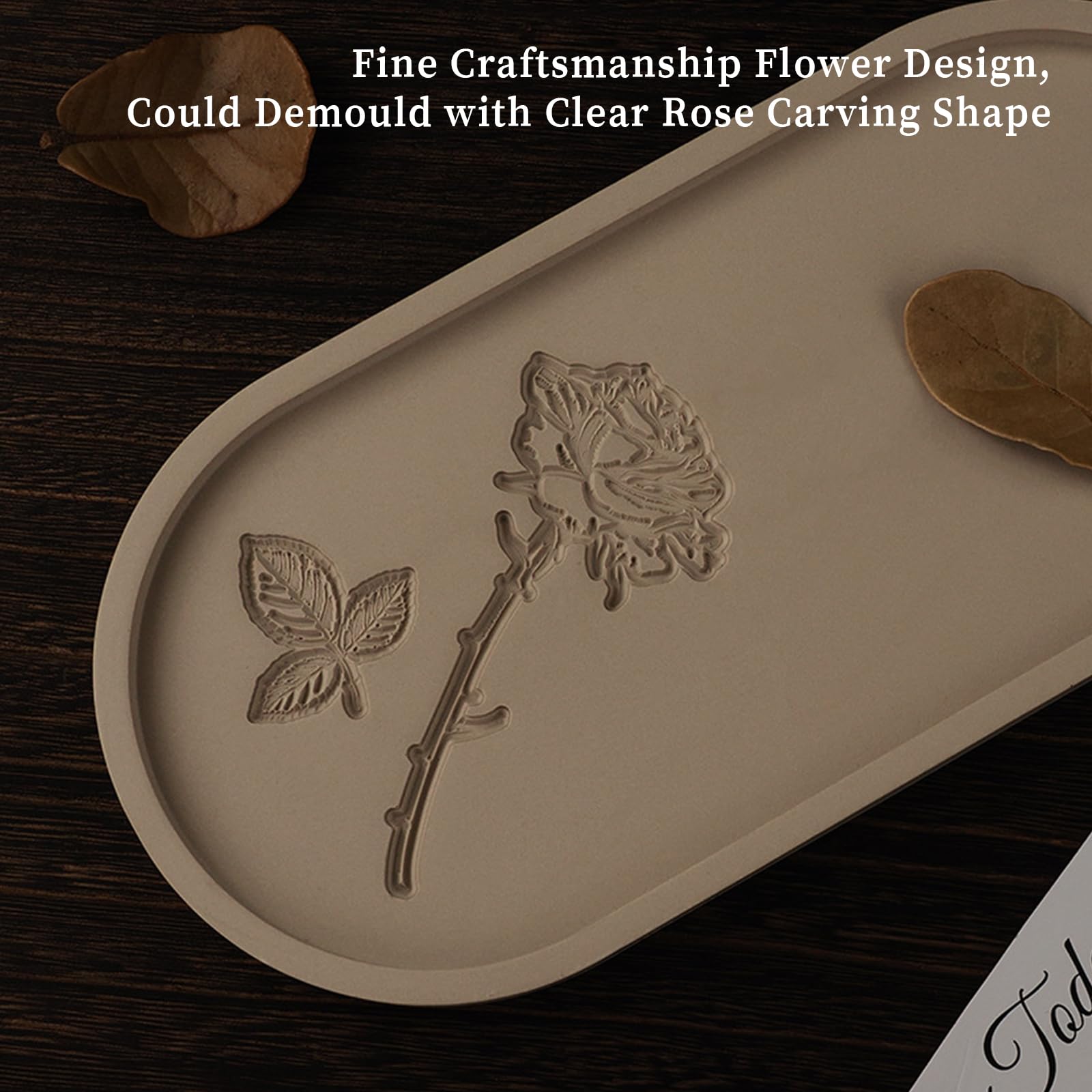 Wehous Oval Tray Molds for Resin Concrete, 2 Size Rose Carved Oval Silicone Mold, Tray Epoxy Resin Casting Mold for Jewelry Holder Bathroom Vanity Tray Candle Holder Storage Floral Crafts Gift - Image 6
