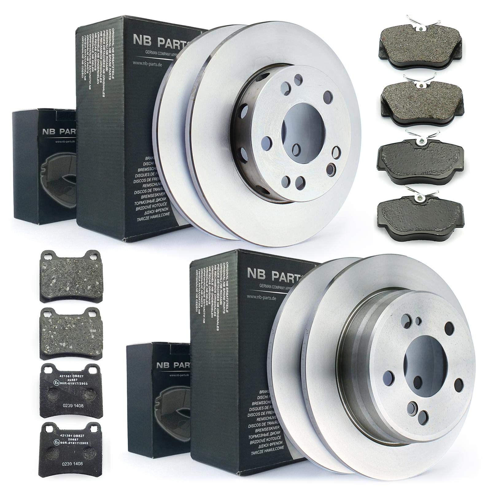 NB PARTS Bremsscheiben + Bremsbeläge vorne + hinten passend für Mercedes-Benz 190 W201 ohne ASR