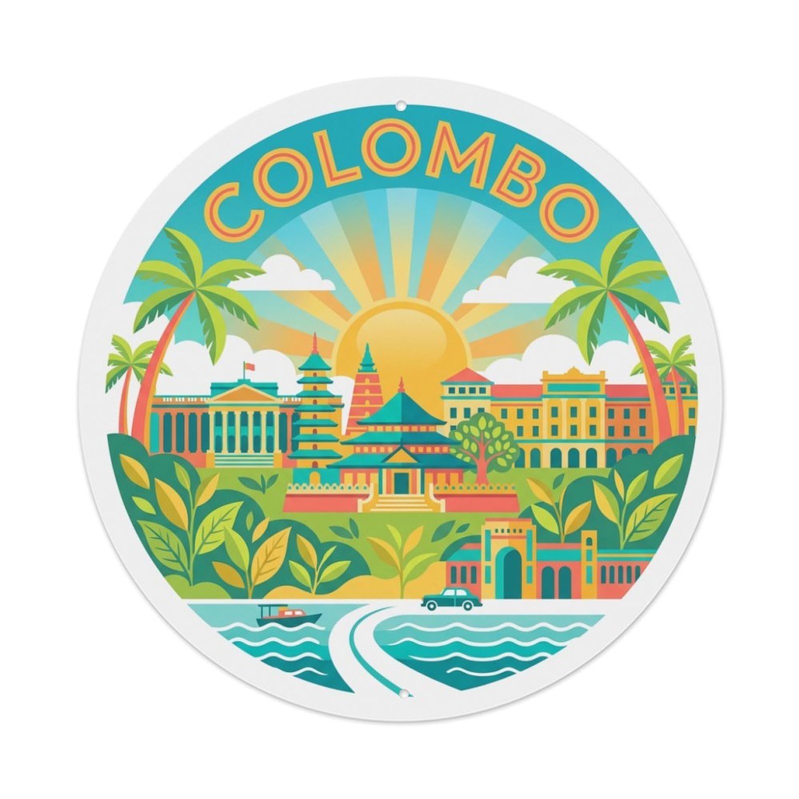Metal Tin Sign Vintage Travel Sri Lanka Colombo