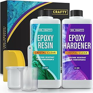 DR CRAFTY Clear Epoxy Resin - Table Top Epoxy Resin Kit - Clear Epoxy Resin for Resin Molds, Table Top, Art Resin, Craft, Jewelry Casting, DIY, Tumblers & Wood - 2 Part Resin Kit, 64 Ounces