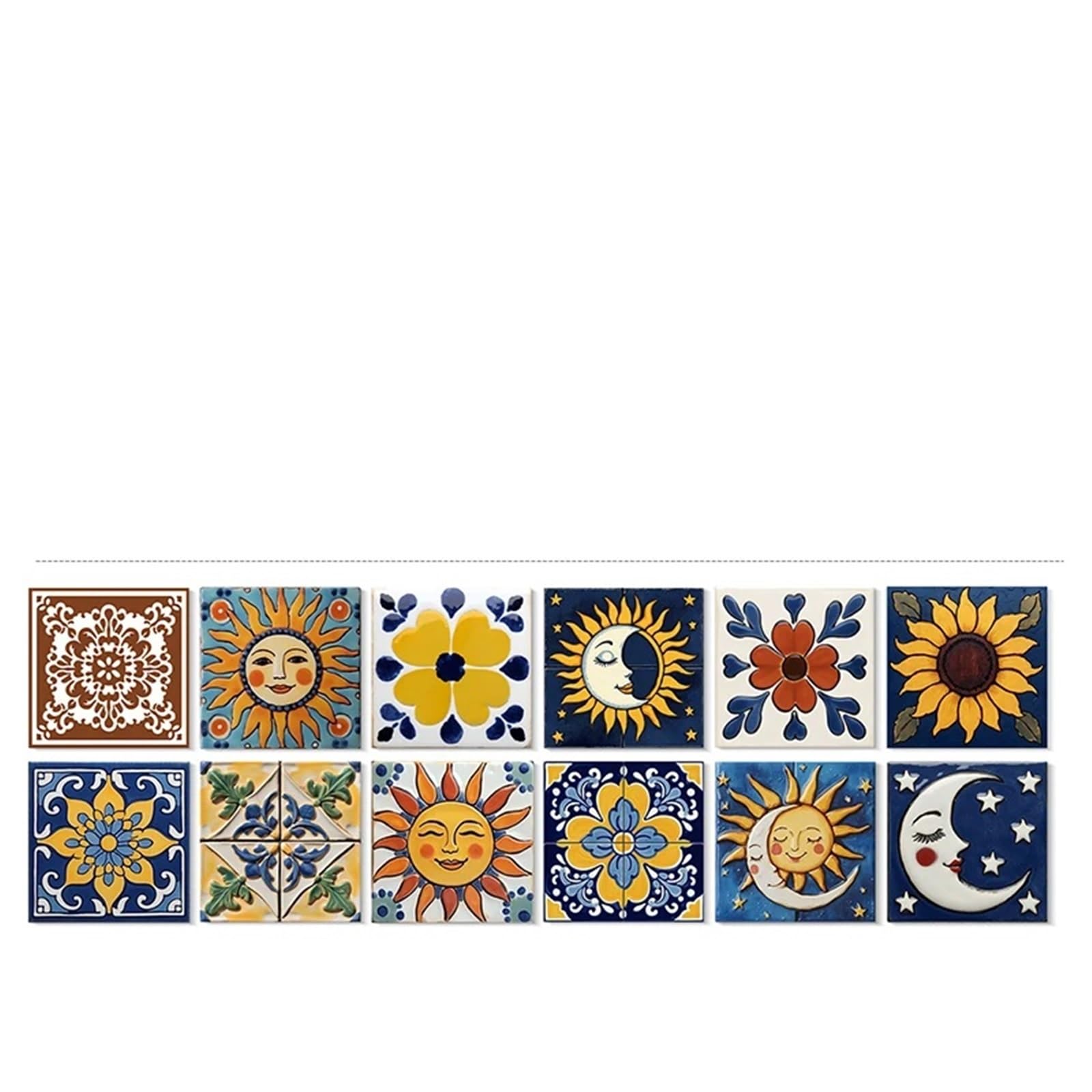 EJvkrbtx Tile Wall Stickers 12pcs Multicolor 15x15cm Self-Adhesive(Color 8)