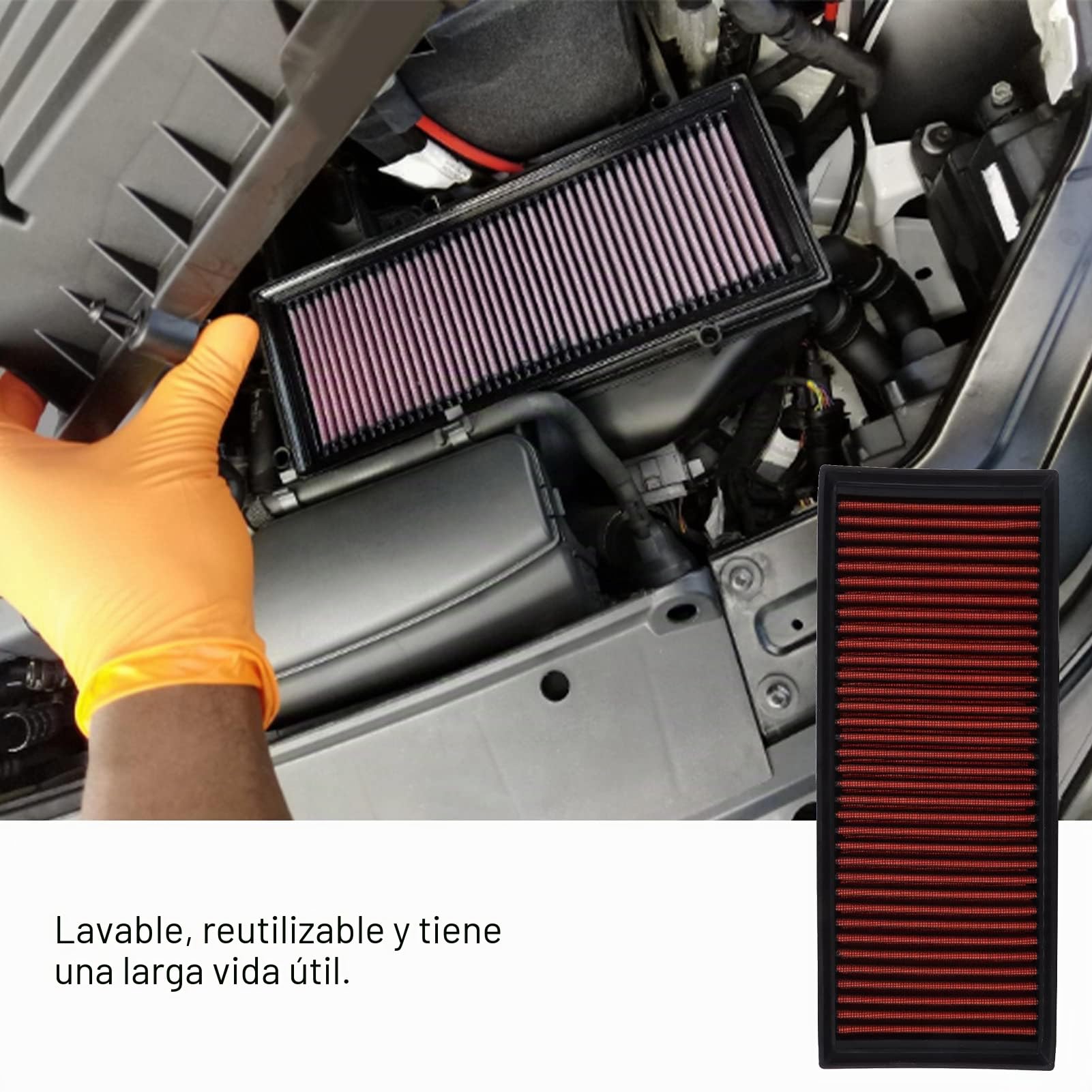 2865,33 2865 K N Filtro de Aire de Repuesto, 2012 Bug 33 2865 Filtro Limpiador de Filtro de Aire de Motor Highflow Lavable Reutilizable 332865 Reemplazo para A3 Q3 Tt