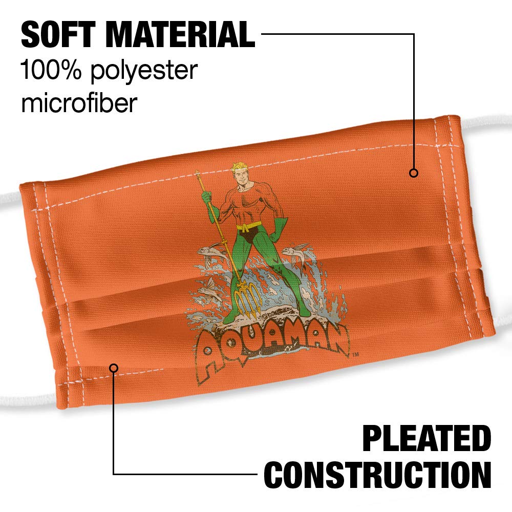 Popfunk Aquaman Distressed 1-Ply Reusable Face Mask Covering with Adjustable Nose Wire, Unisex