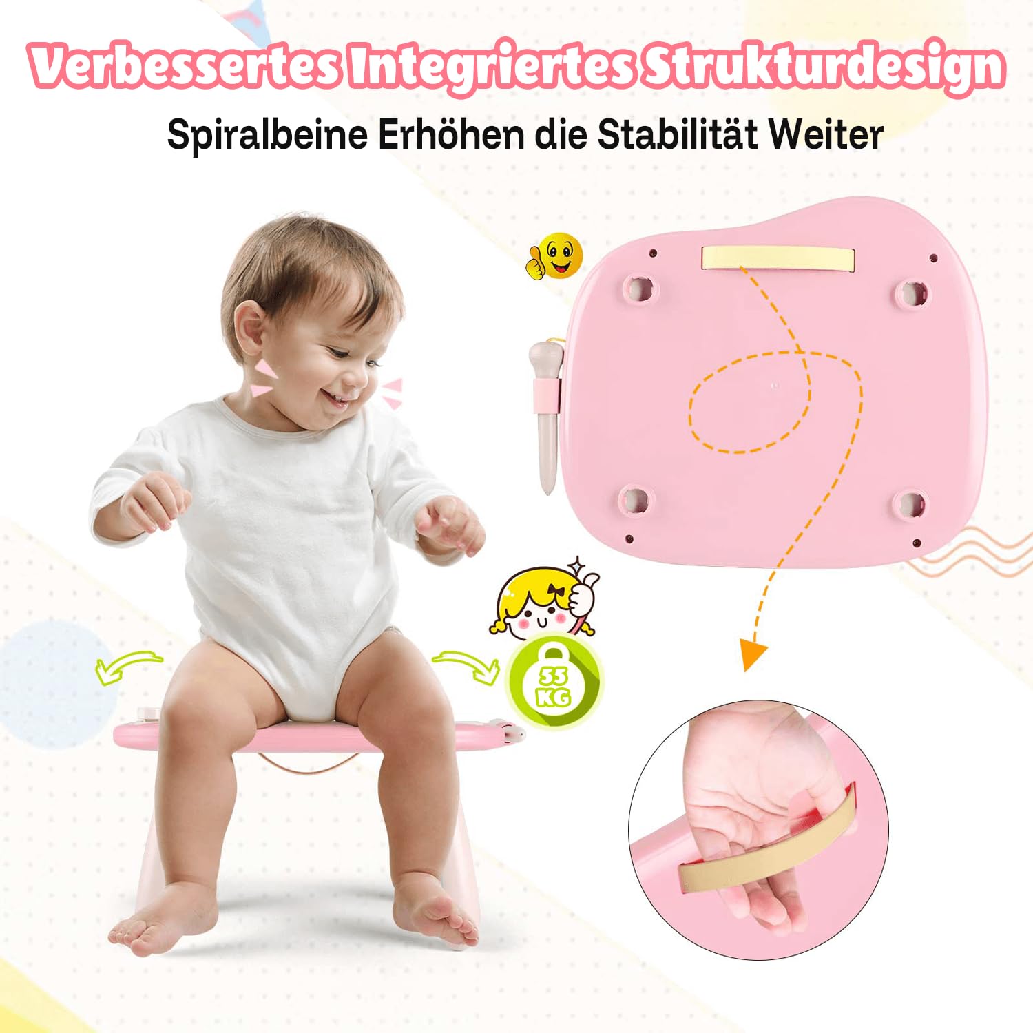 Smasiagon Magnetische Maltafel Zaubertafel，Maltafel für Kinder, Wischbar & Sicher，Kinderspielzeug ab 1 Jahr，Ideales Geburtstagsgeschenk für Mädchen 1-2 Jahre (Pink)