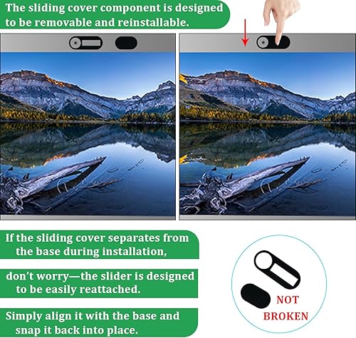 Miniatura 2 de Funda deslizante para cámara de laptop, paquete de 12 fundas para cámara web, cubierta para cámara de teléfono, ultrafina para computadora, se