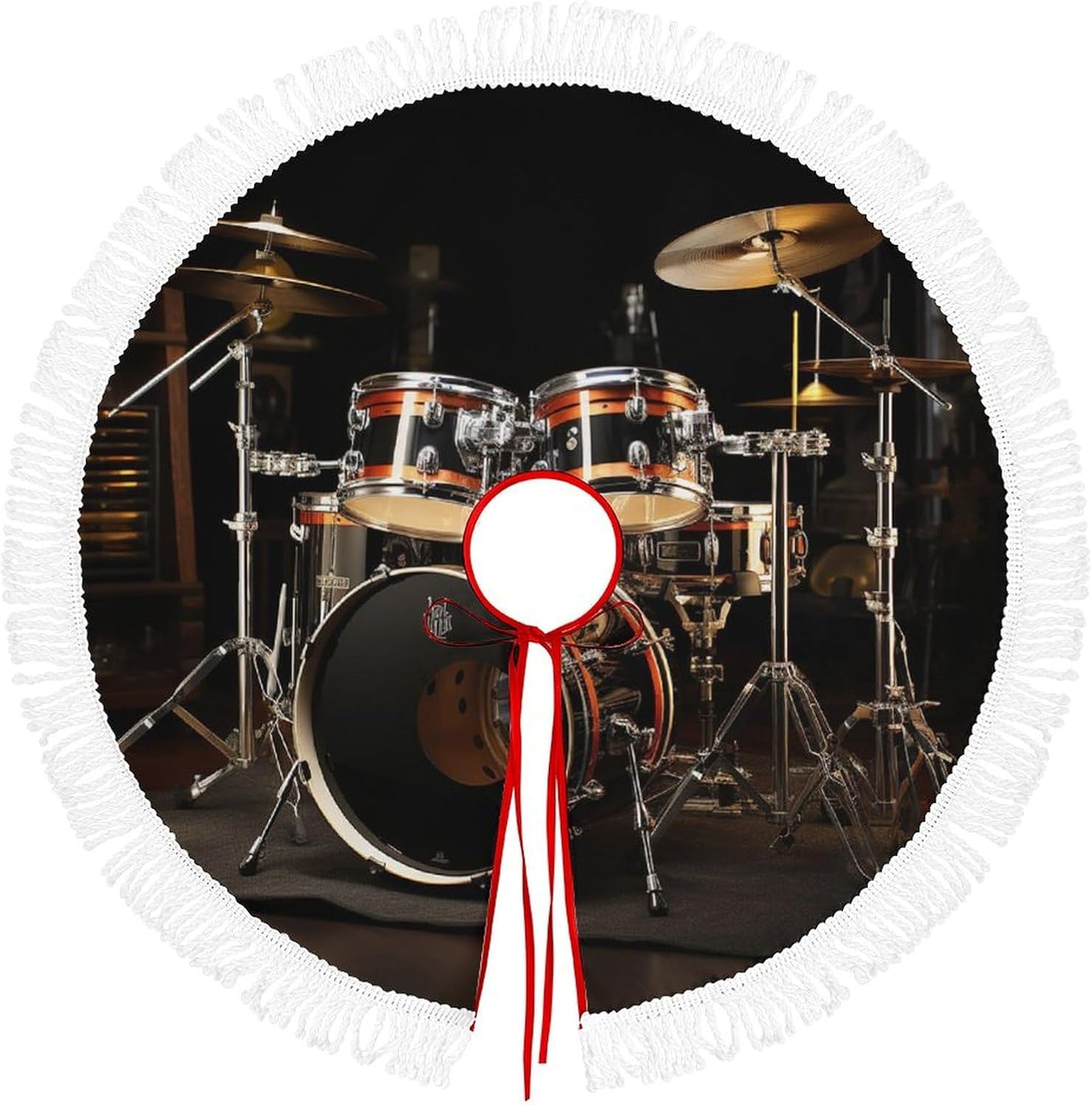 Christmas Tree Skirt Tree Skirt Winter Holiday Drum Set Printed Tree Mat Decoratio for Xmas Holiday Party Ornaments