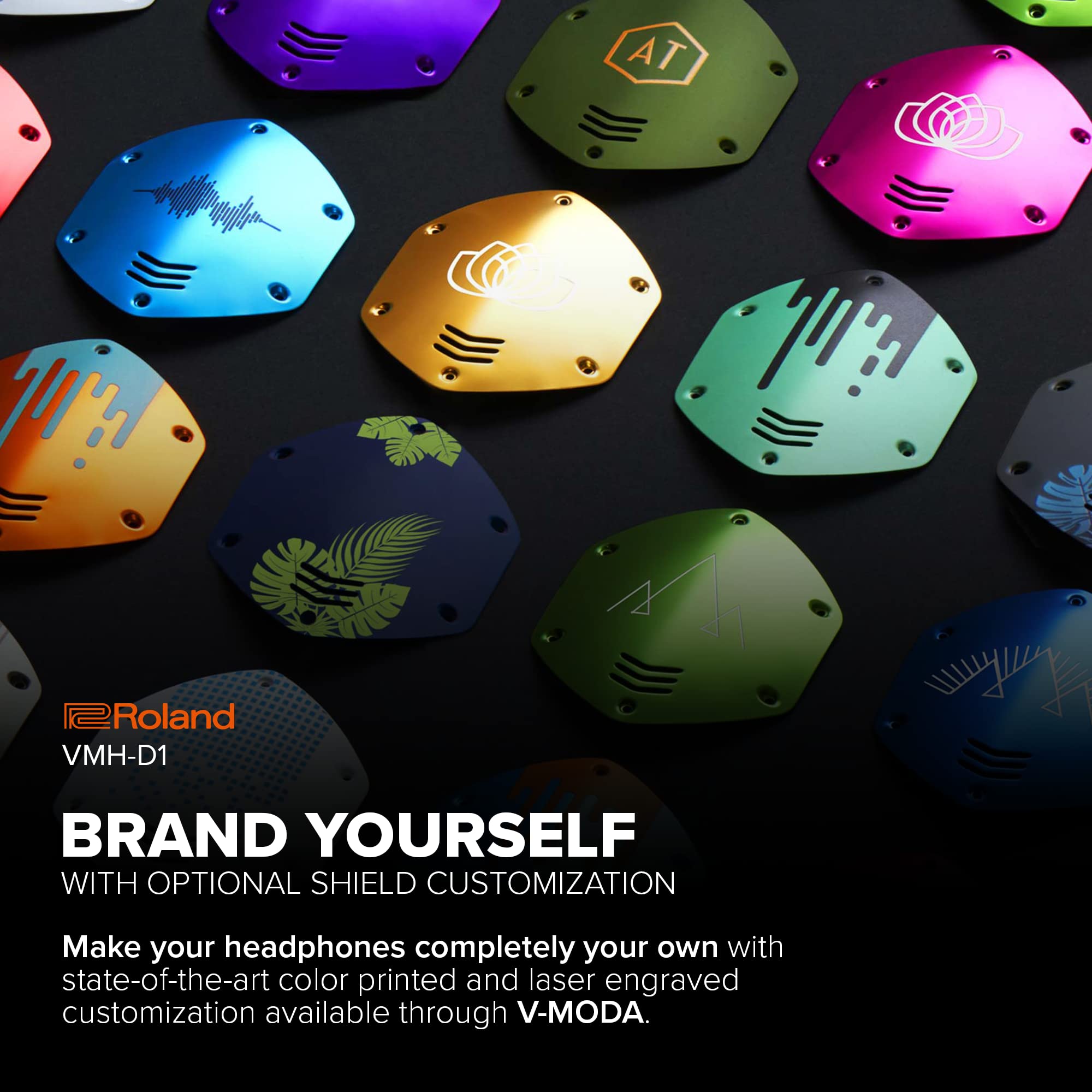 Roland Casque V-Drums VMH-D1 | Roland & V-Moda | Casque pour V-Drums | Son immersif | Confort longue durée | Long câble