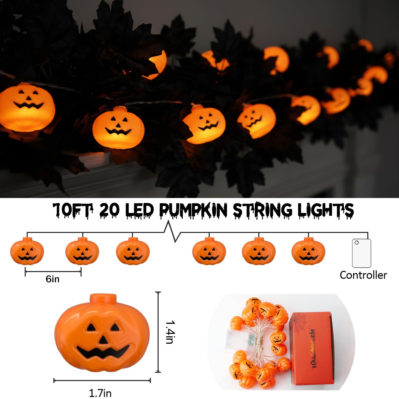Amazon.com: Runleo Halloween Decorations Pumpkin String Lights