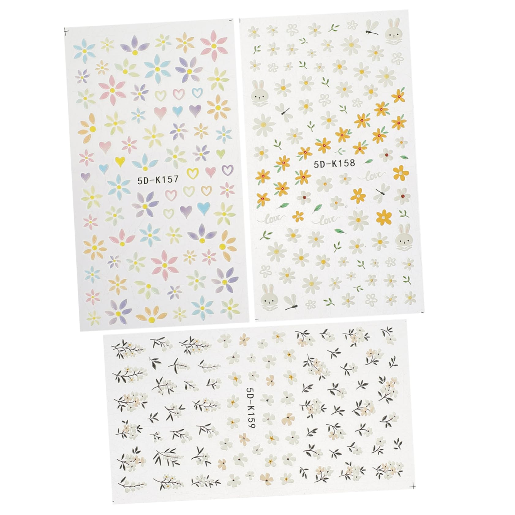 SHERCHPRY 4 Set Adesivi Per Chiodi in Rilievo 5d Etichetta Se Stesso Unghia Manicure Con Accessori Per Unghie Adesivi in ​​rilievo Decalcomanie Decorative Per Unghie Adesivo 3 Pezzi*4