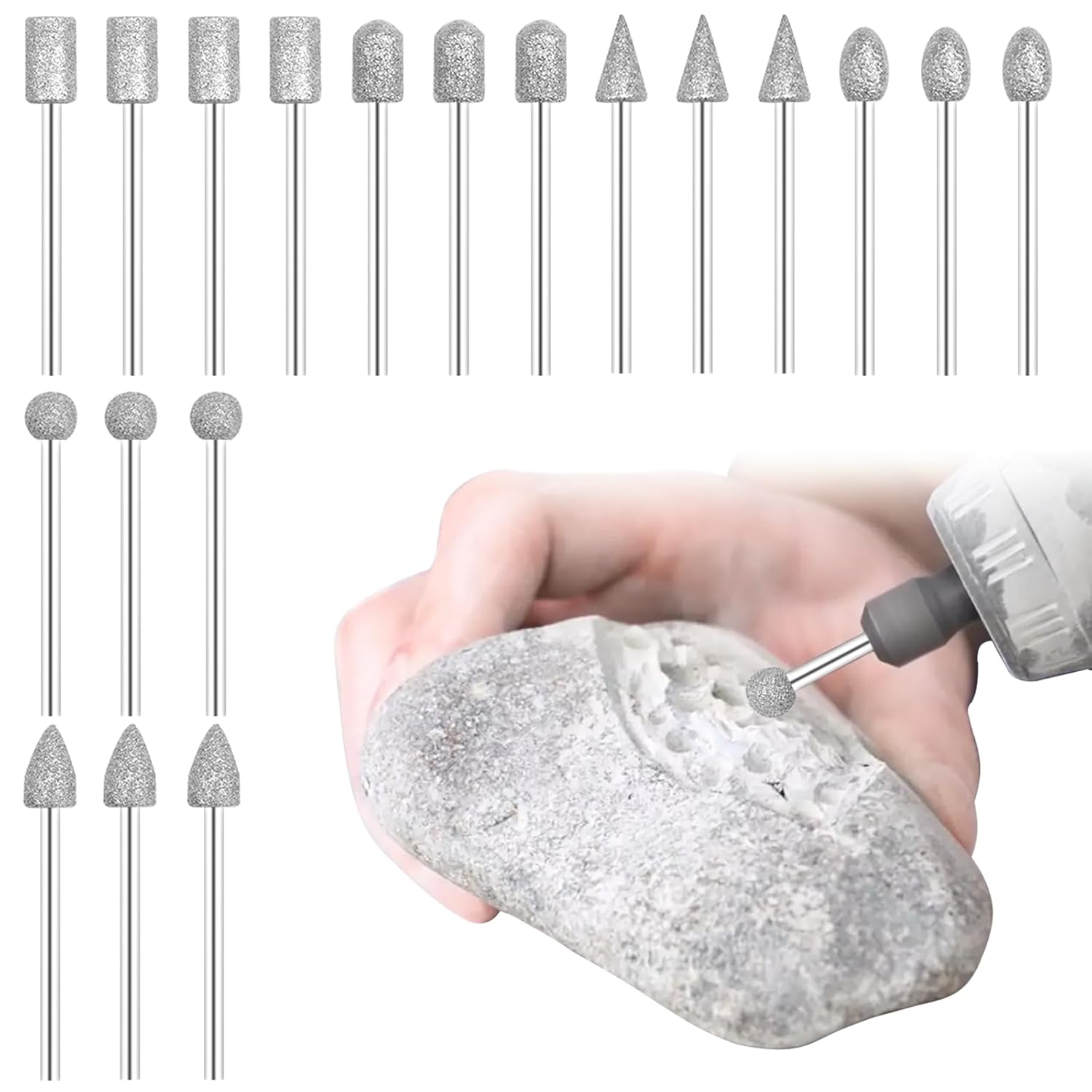 20-tlg. Diamant Fräser Set - Für Stein, Glas & Keramik, 1/8" Schaft