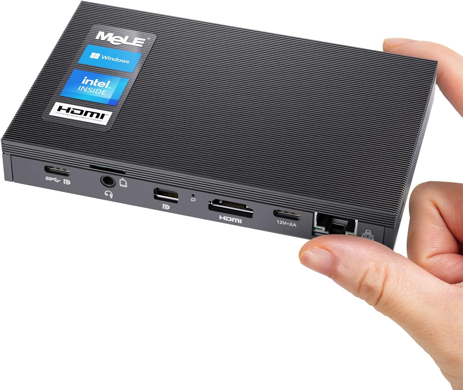 Mini PC, Mele Quieter3C Celeron N5105 8GB 256GB Windows 11 Pro Micro Ordenador, Pequeño Escritorio sin Ventilador con WiFi 6, BT 5.2, VESA, Función Completa Tipo C, 4K HDMI para Oficina/Estudio/Hogar