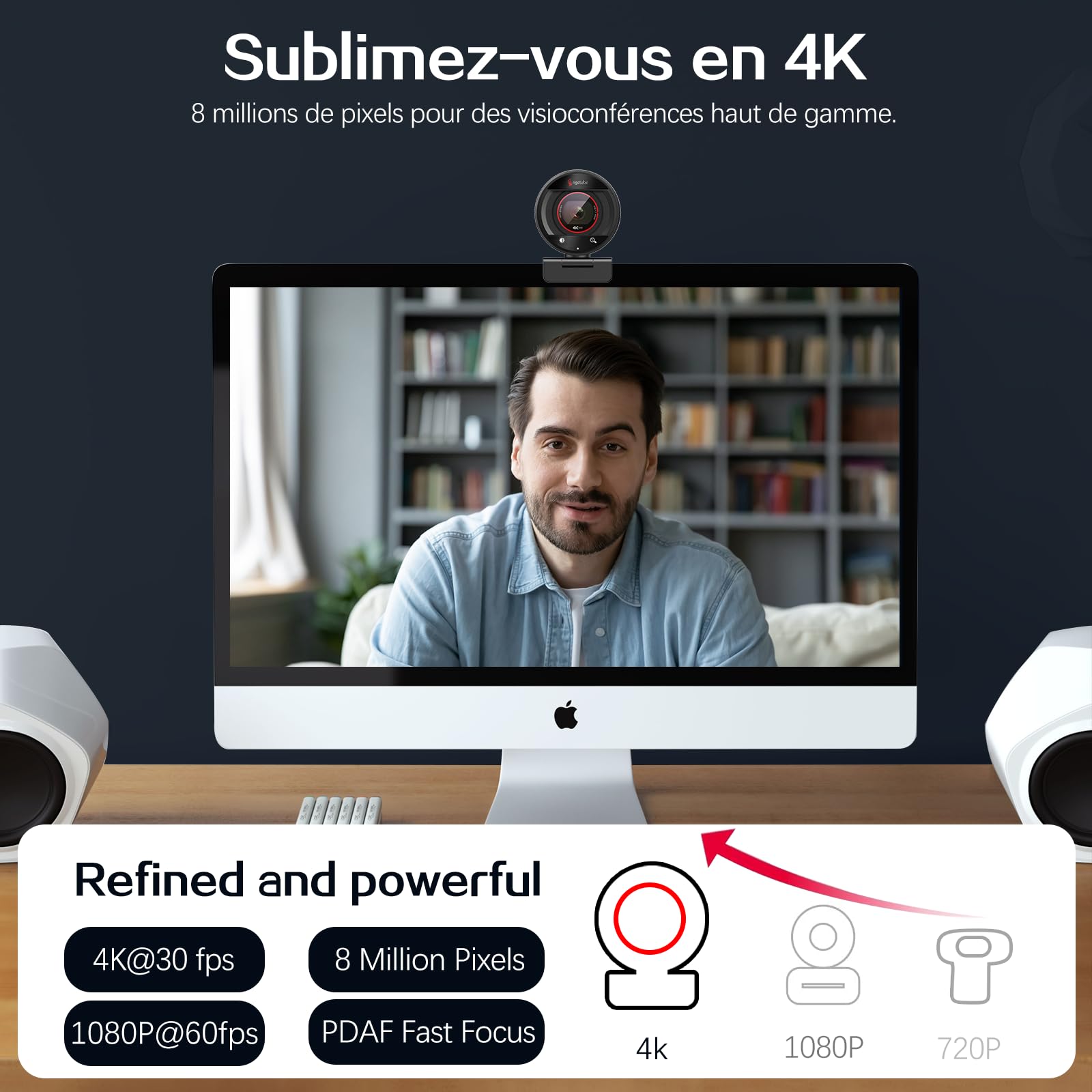 Angetube Webcam 4K pour PC, Caméra Streaming 1080P@60FPS avc Autofocus PDAF