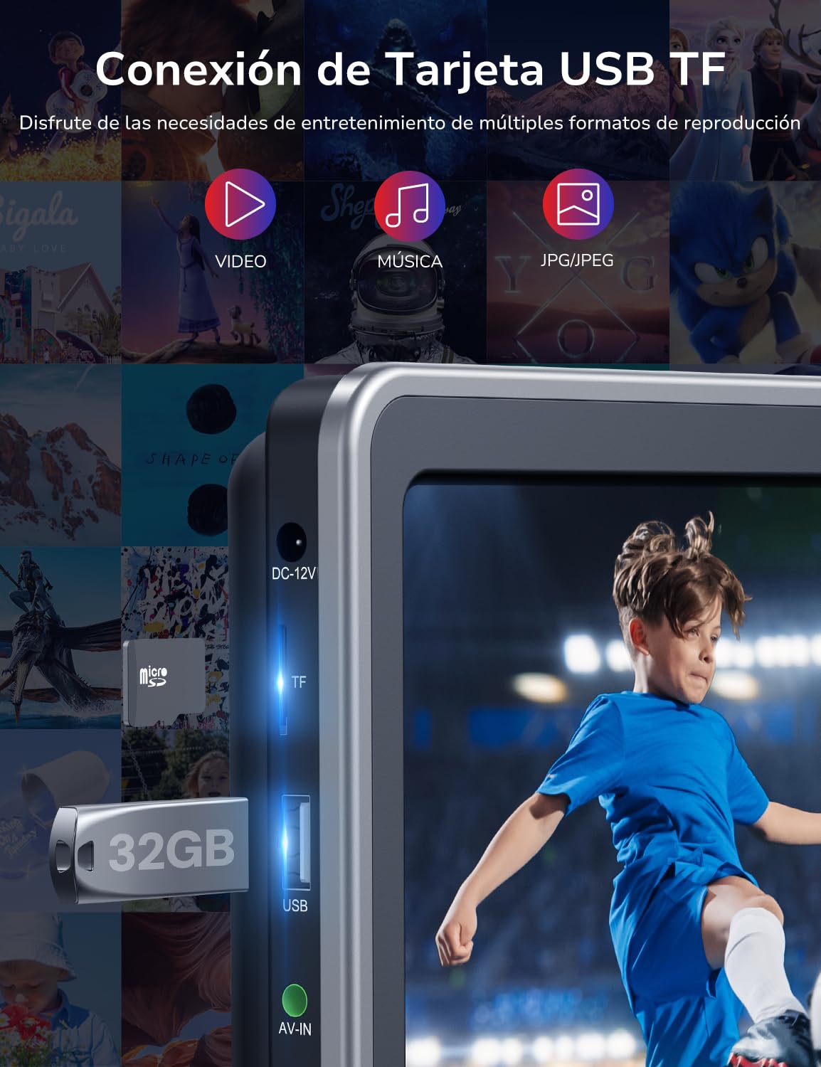 GOnavidio 10,1" Reproductor de DVD para Reposacabezas con Entrada HDMI, 2 Soportes de Montaje y 2 Auriculares, Soporte para Pantalla de Sincronización, Región Libre (Sin batería)