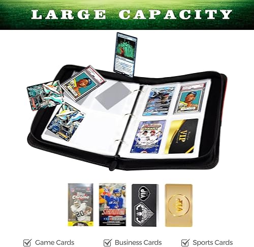 Miniatura 5 de Carpeta de 400 bolsillos para tarjetas de fútbol americano, soporte para tarjetas coleccionables, álbum para coleccionistas de tarjetas, carpeta