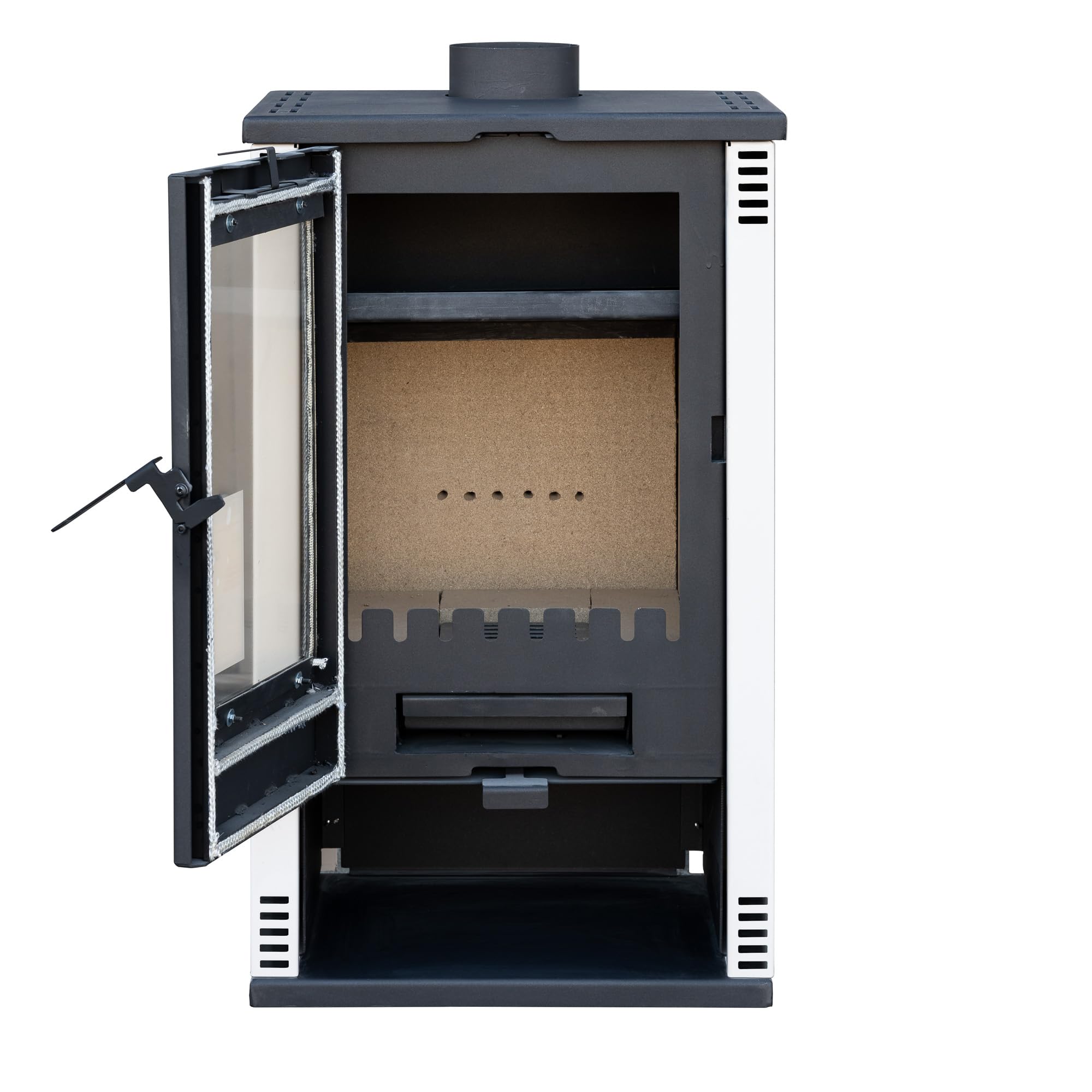 Kaminofen holzofen ALAZ K10M Weiß 10 kW, Kamin Heizofen Dauerbrandofen Holzofen, Кaminholz Hüttenofen, Кaminfeuer, Briketts Kamin, Fireplace Wood