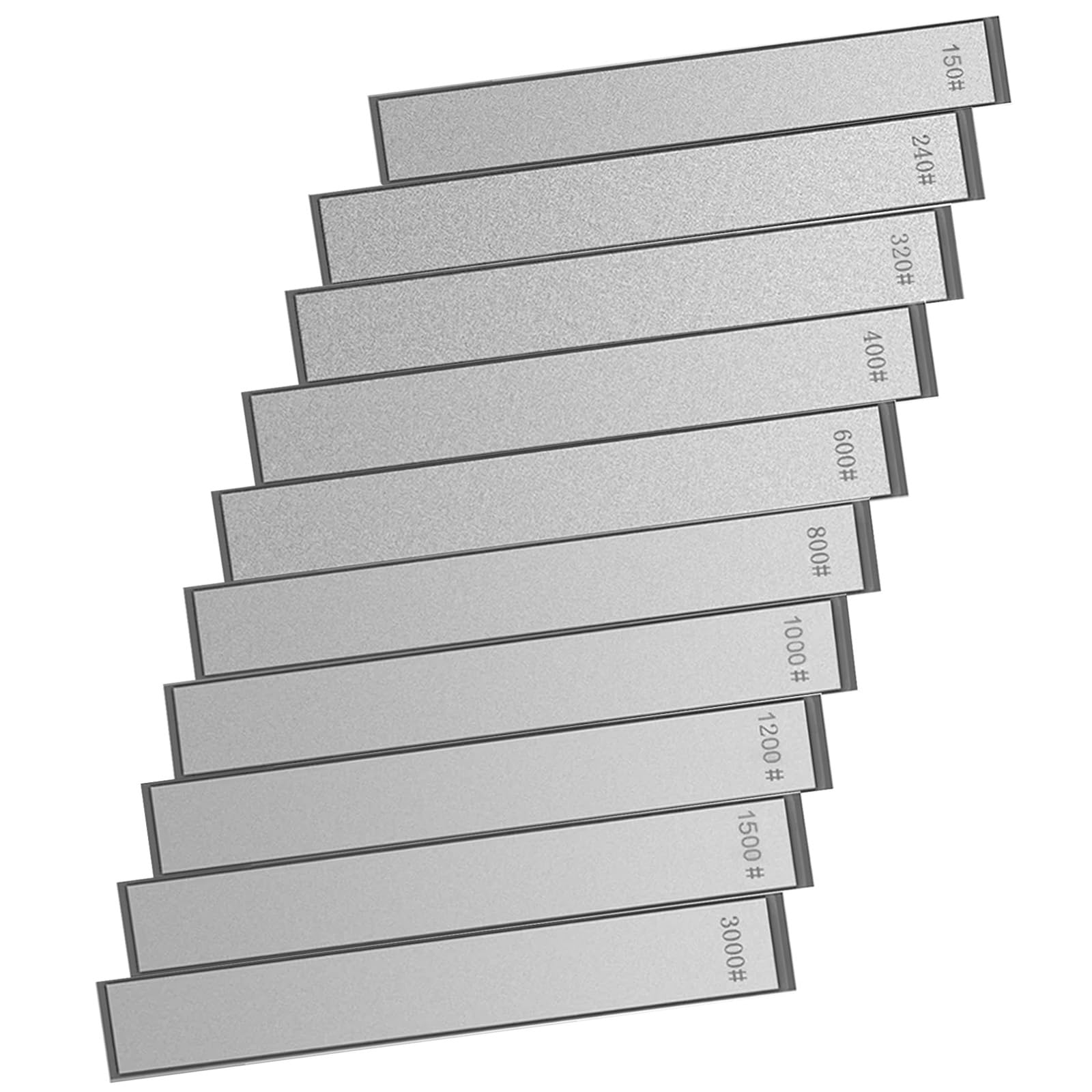 10 Pcs Diamond Sharpening Stone,150/240/320/400/600/800/1000/1200/1500/3000 Diamond Sharpening Stone with Non-Slip Base for Kitchen knife & Outdoor