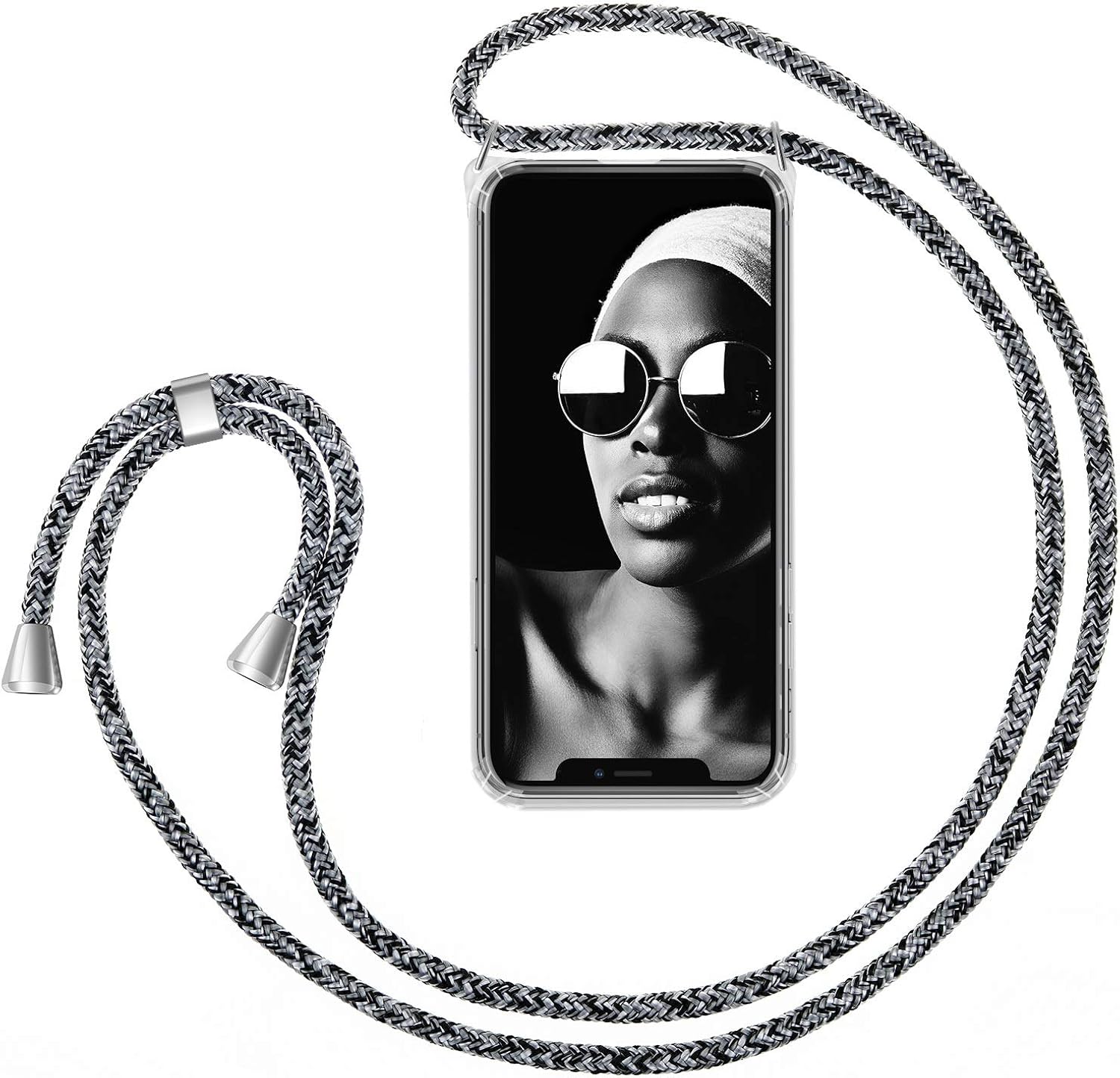 ZhinkArts Cadena para teléfono móvil con correa y compatible con Apple iPhone 12/12 Pro - Pantalla de 6.1 pulgadas - Cable con funda para colgar en el cuello