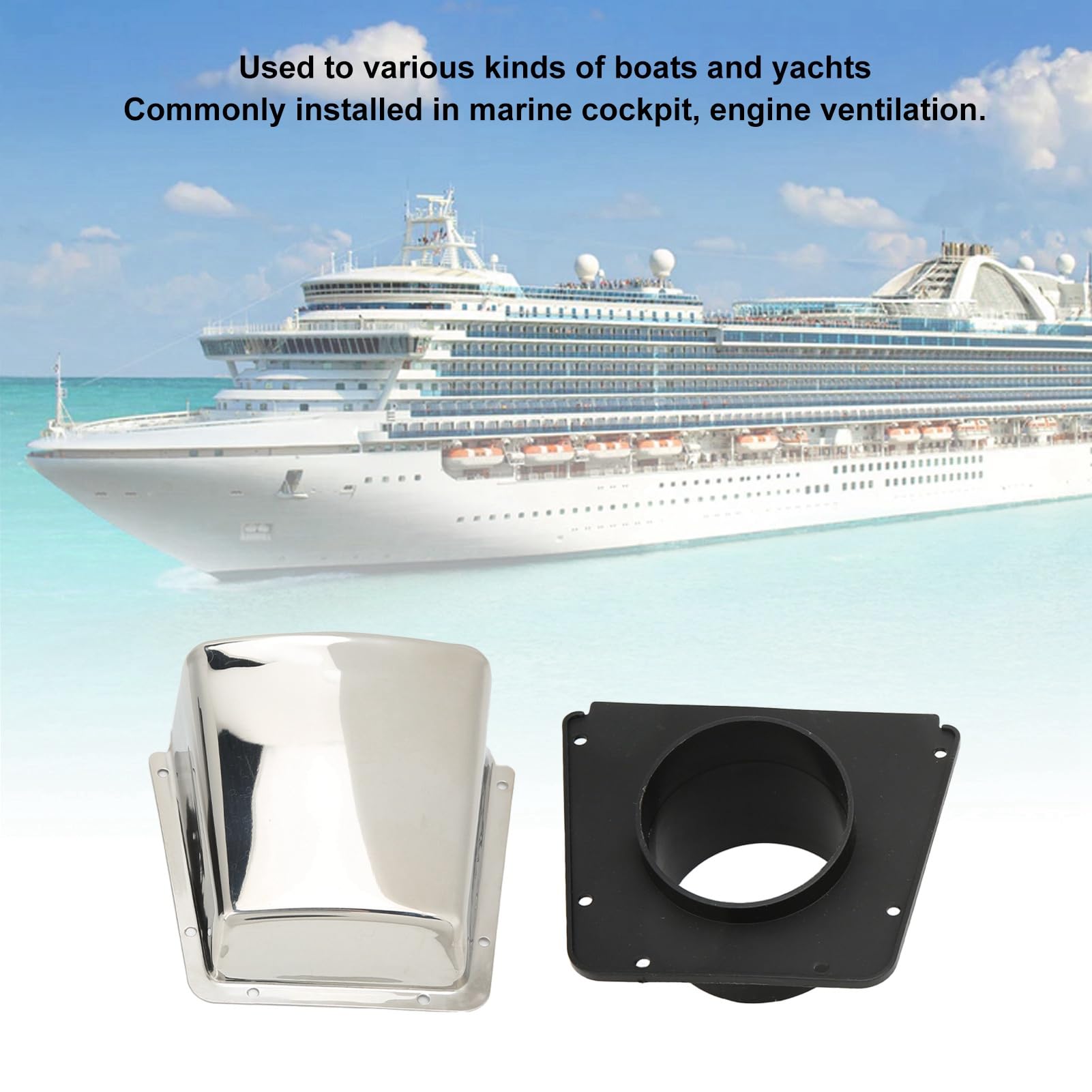 Yctze 2 Pièces Couvercle D'aération Marin en Acier Inoxydable 304 avec Base en Nylon -dérapant Ventilateur De Capot D'échappement pour Yachts Et Bateaux Accessoires