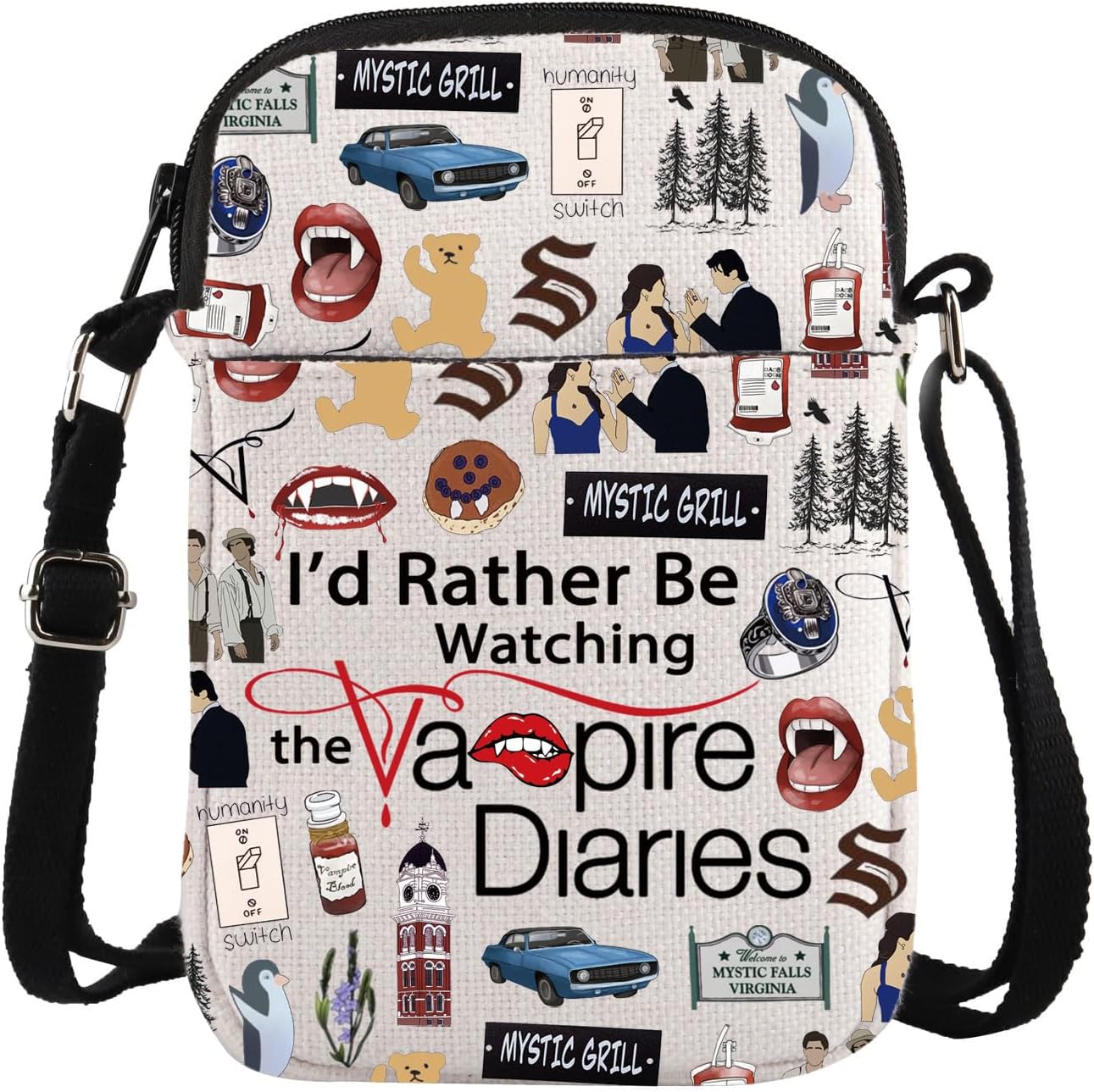 TSOTMO Vampire TV Show Merch Vampire Crossbody Bag for TV Fans Salvatore Brothers Gift Halloween Horror Movie Gifts (Vampire TV Cross)