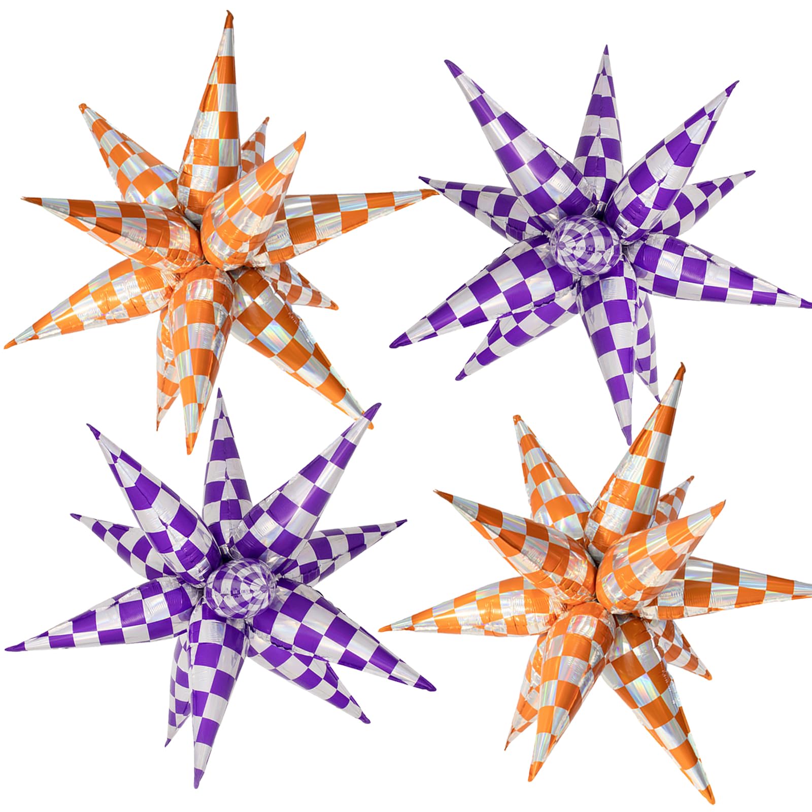 Orange Gingham Balloons Iridescent Checkered Explosion Star Balloons Gingham Birthday Party Decor Emo Themed Party Decorations Bride Bachelorette Party Decor Supplies