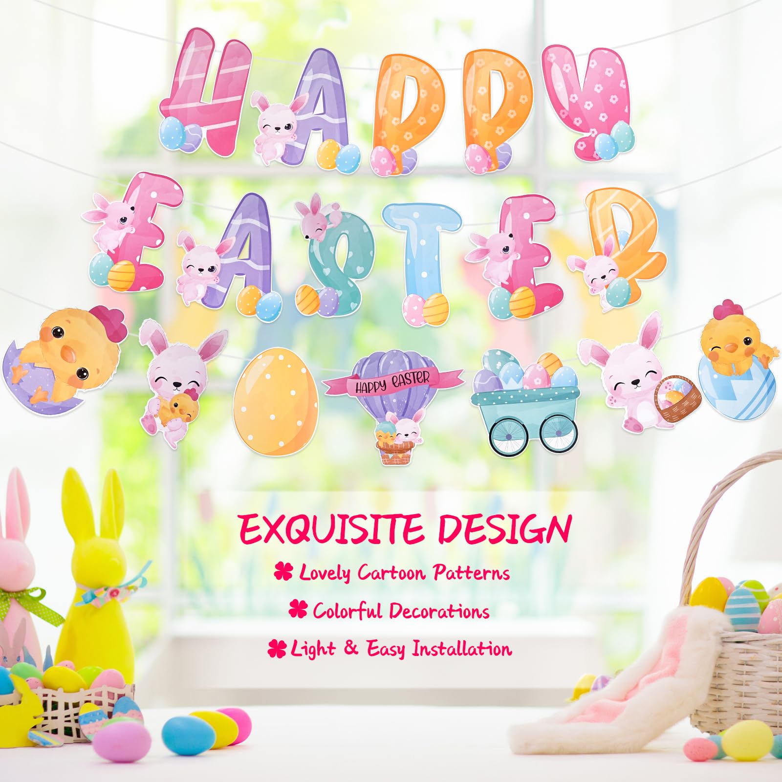 Paasdecoratieset met Happy Easter Egg Banner, 10