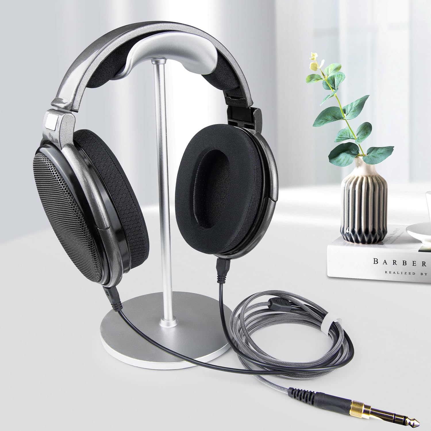 SOULWIT Cuffie Cavo Ricambio per Sennheiser HD660S/HD660S2/HD650/HD600/HD580/HD58X/HD565/HD545/HD535/HD525/HD265, Prolunga (rame OCC 6N) con 3,5 mm Spina e 6,35 mm Adattatore - Intrecciato (2 m)