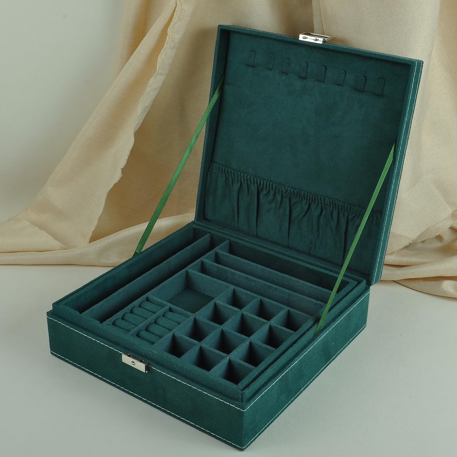 ジュエリーボックス Amazon｜GYJOYERO ジュエリーボックス 10 x 10インチ 2層ハンドル