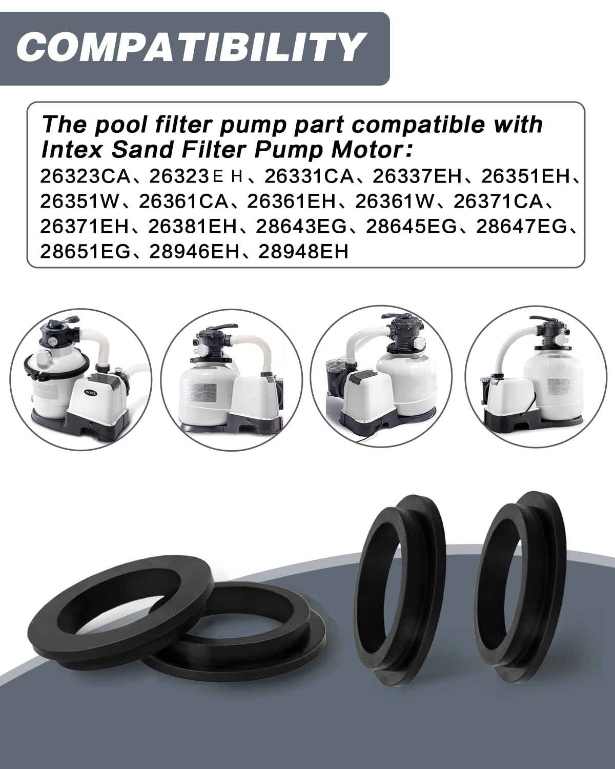 Joints Toriques en Caoutchouc pour Pompe Piscine Intex - Lot de 6