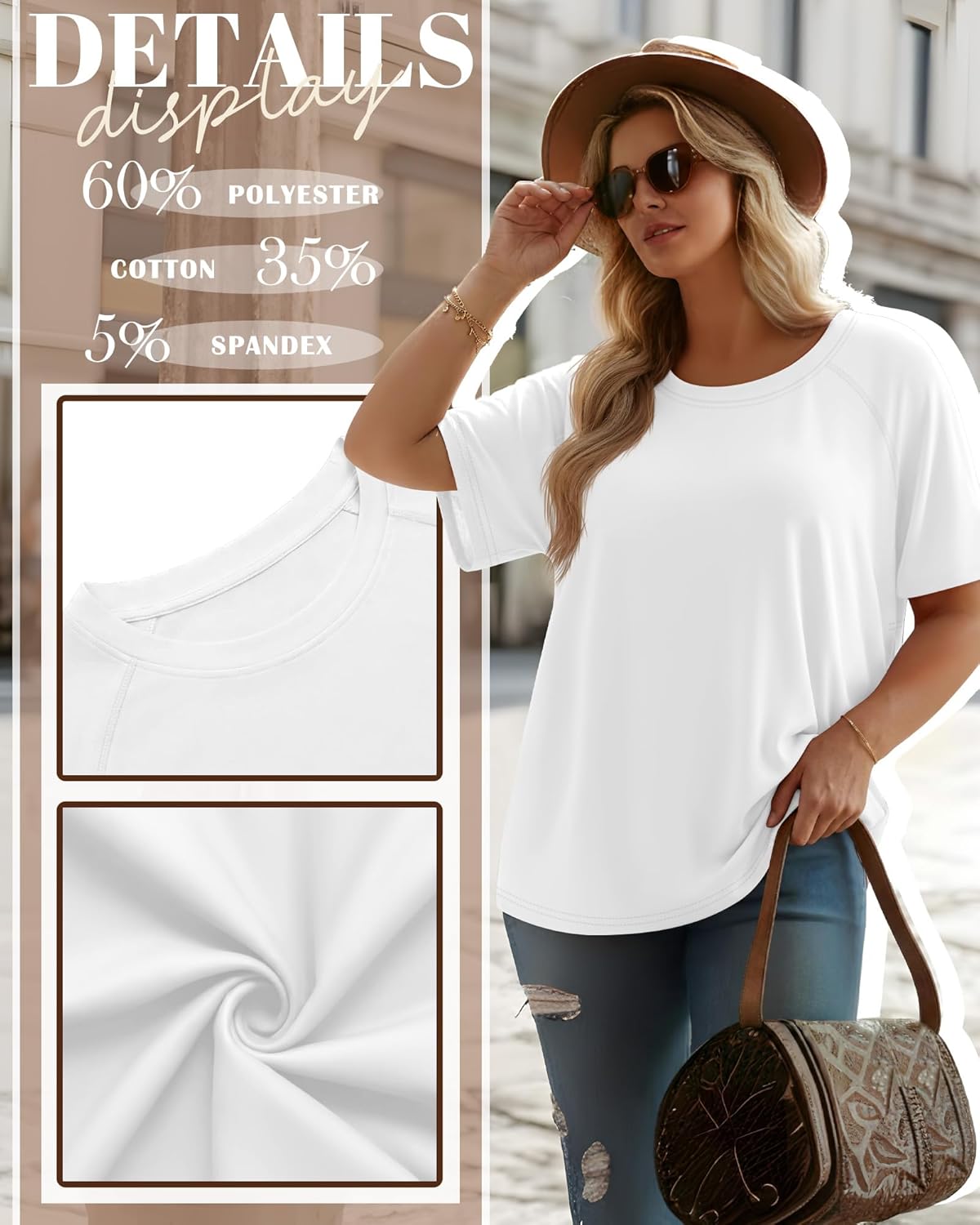 Ficerd 3 Pack Plus Size Tops for Women Casual Crewneck Raglan Short Sleeve Loose Tunic Tee Summer Workout T Shirts XL-5XL