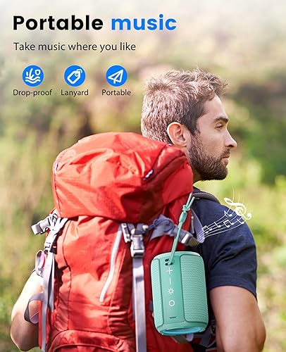 Miniatura 6 de LENRUE Pequeño altavoz Bluetooth portátil con luces, sonido envolvente estéreo TWS, alimentación tipo C, Bluetooth 5.3, entrada de tarjeta TF,