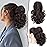 SOFEIYAN Ponytail Extension 11 inch Claw Clip Ponytail Hair Extensions Long Curly Wavy Ponytail Fluffy Clip on Pony Tails Synthetic Hairpiece for WomenDark Brown & Dark Auburn Mixed