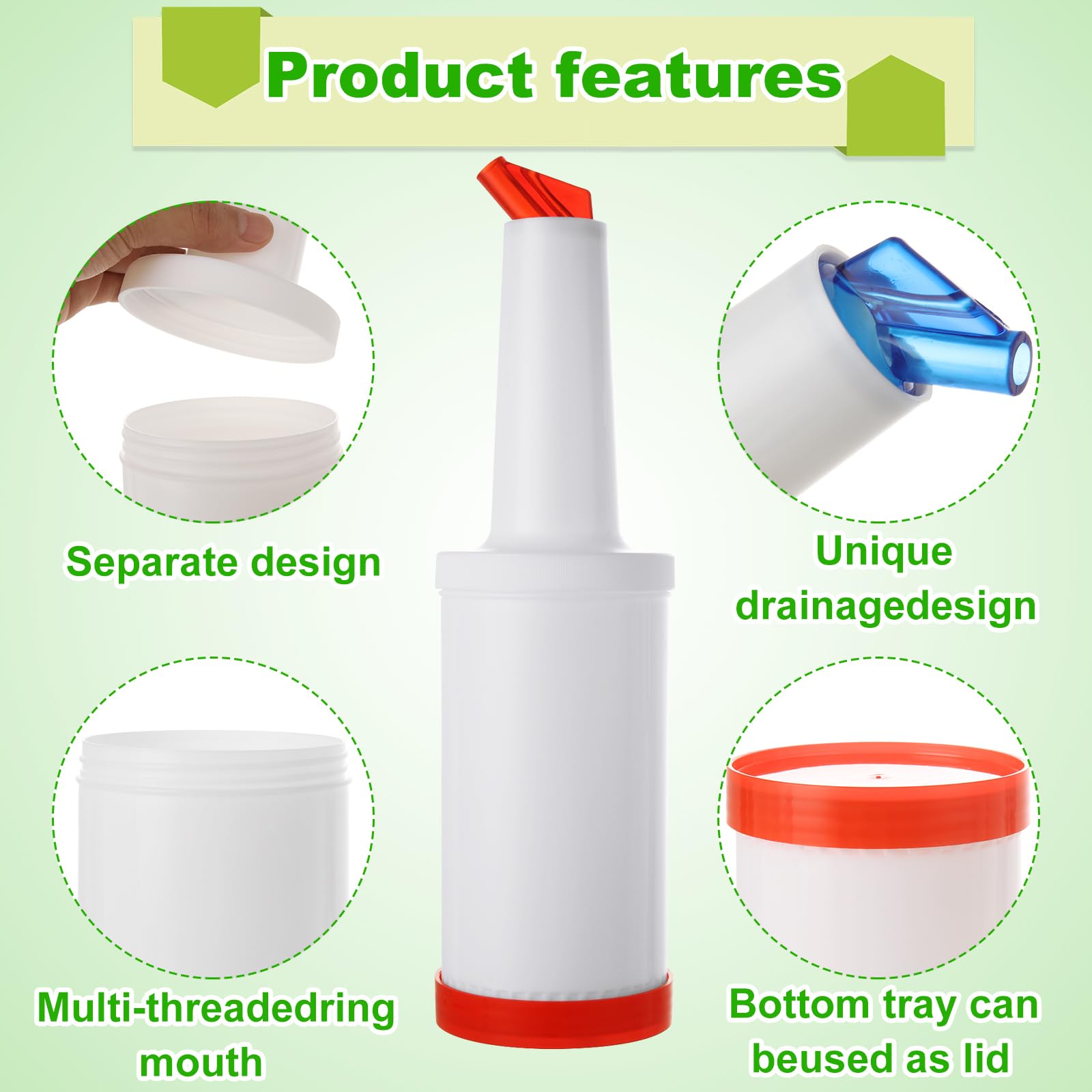 Confezione da 6 bottiglie di succo di frutta e liquori, contenitori colorati per succo di frutta, bottiglie di plastica per succo di liquore, dispenser di succo di plastica per casa, feste, bar,